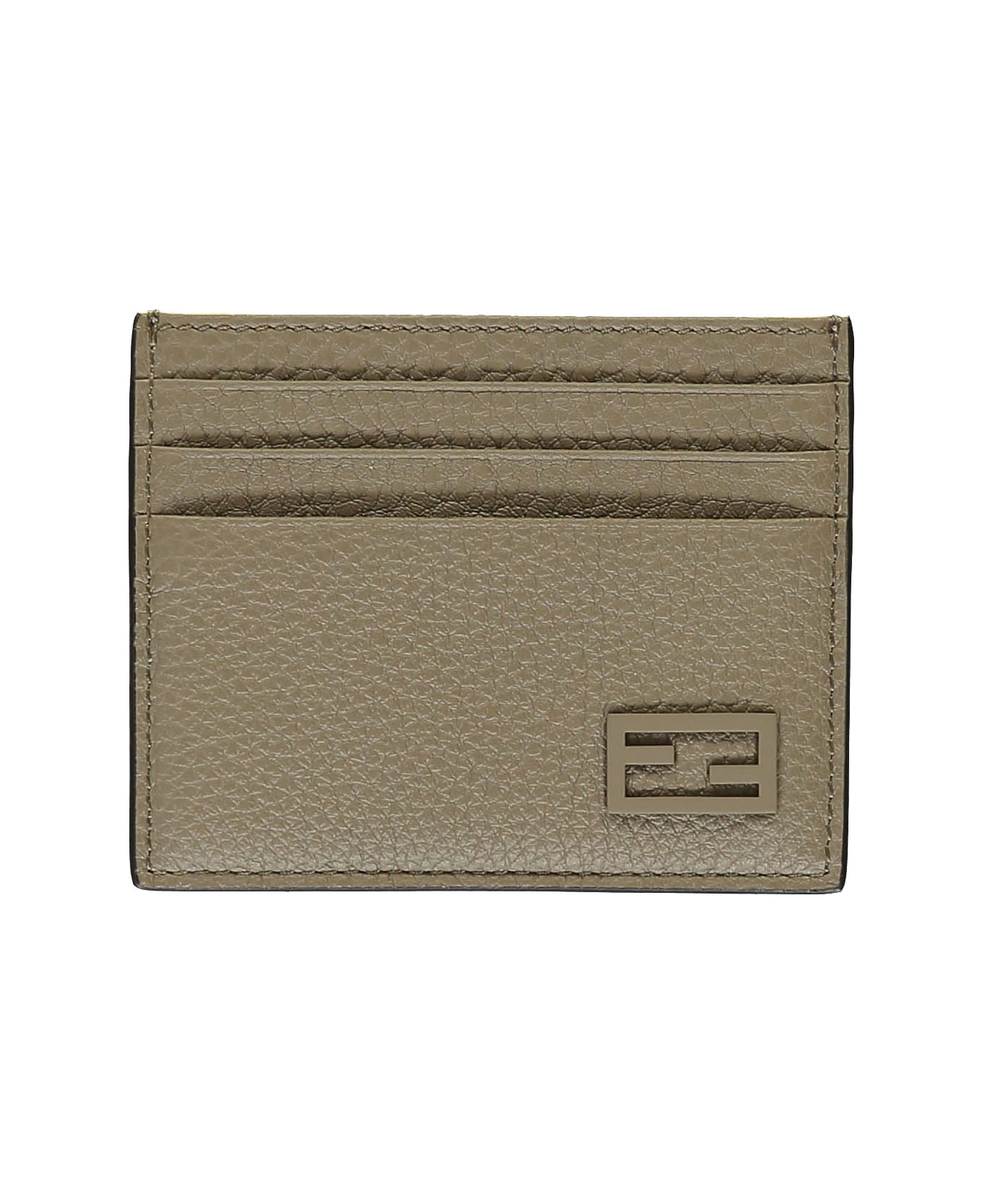Fendi logo Leather Card Holder - brown
