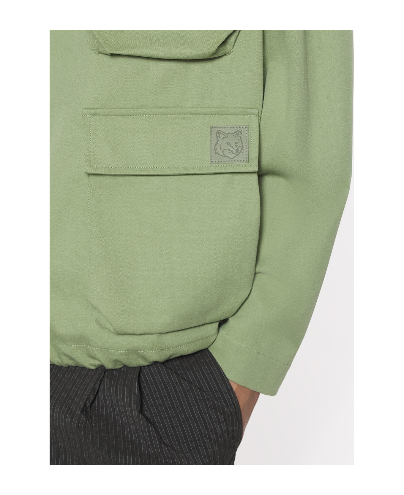 Maison Kitsuné Hooded Popover Jacket - Turf Green
