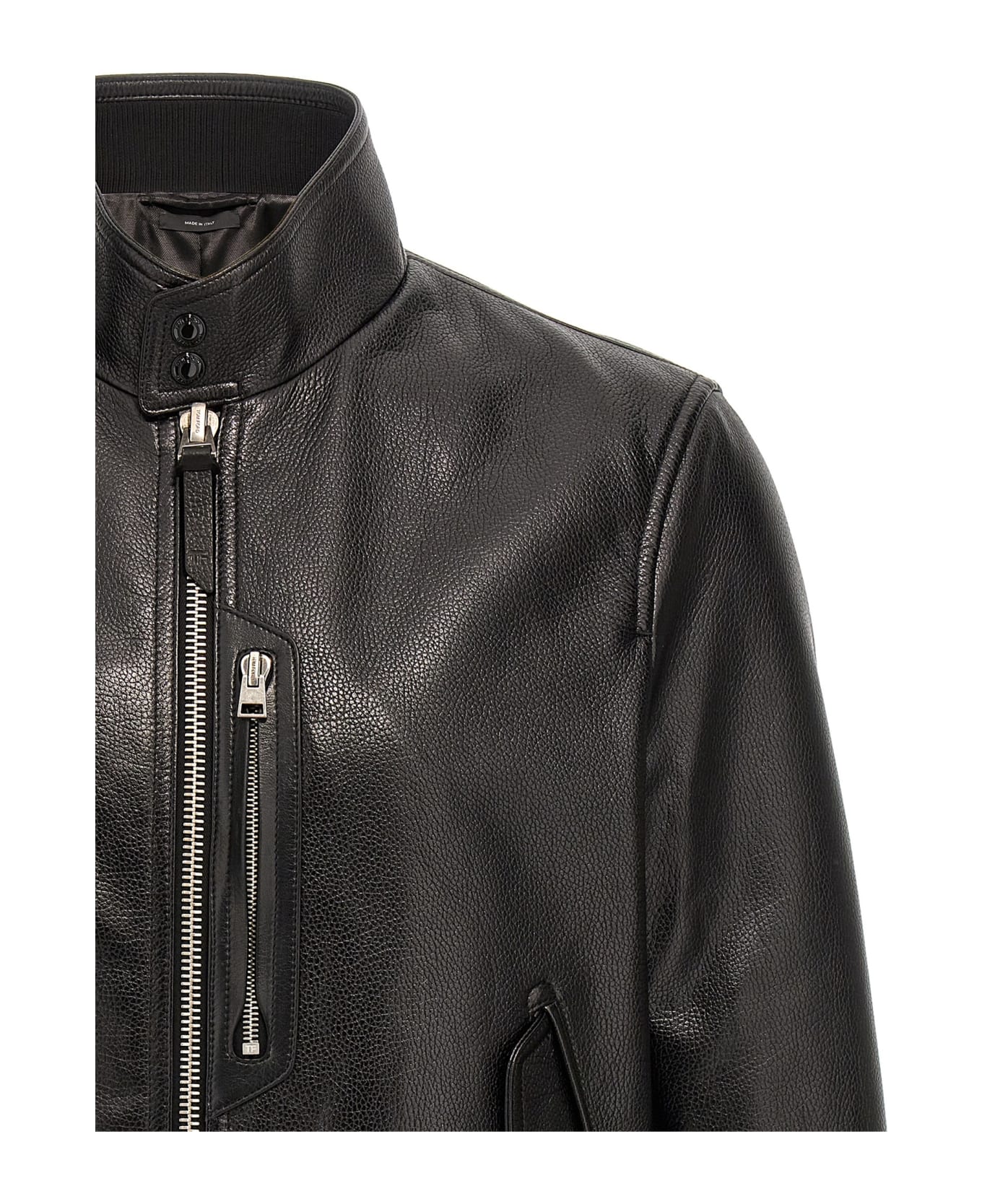 Tom Ford Grainy Leather Bomber Jacket - BLACK レザージャケット