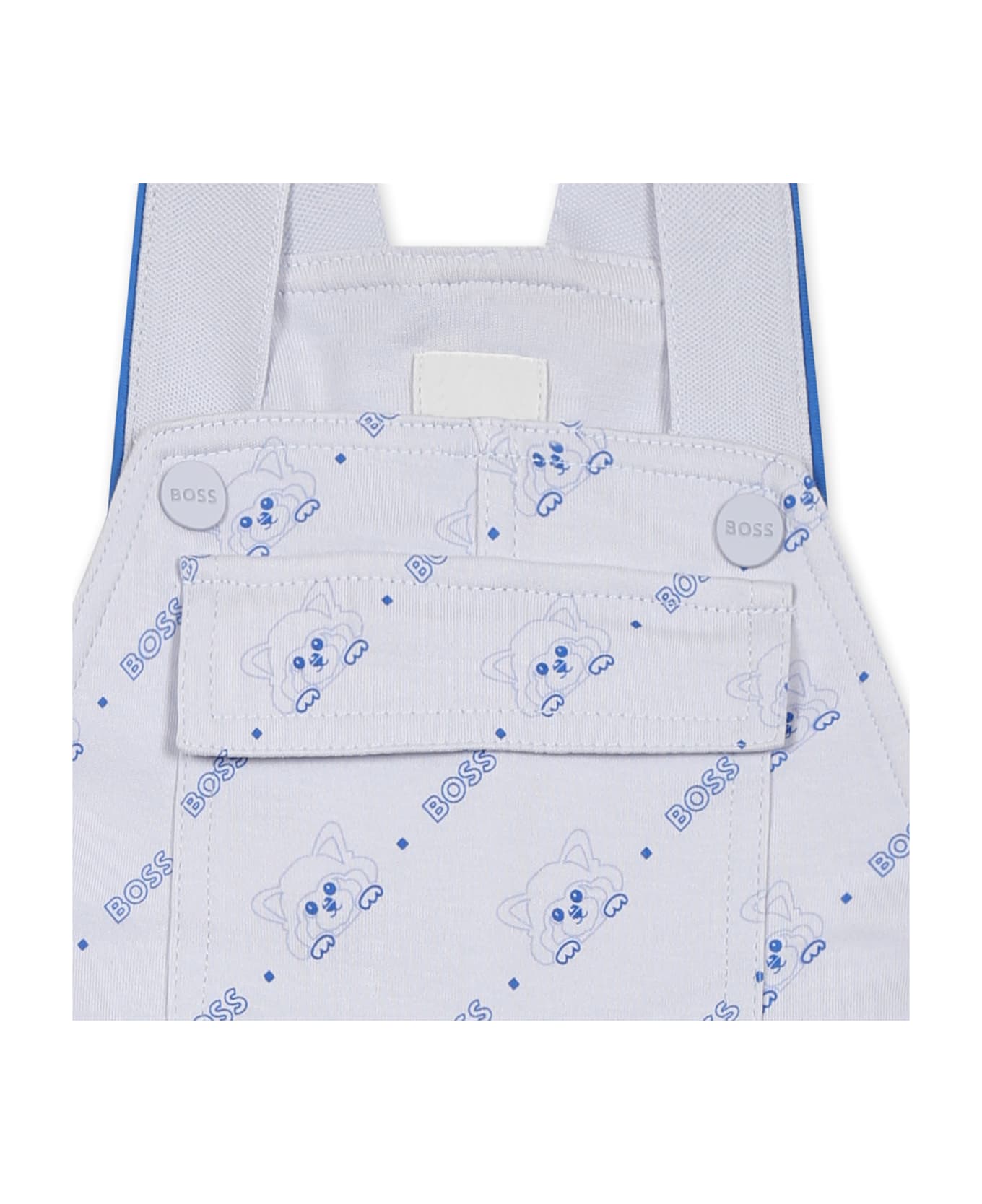 Hugo Boss Light Blue Dungarees For Baby Boy With Logo Ad Panda - Light Blue