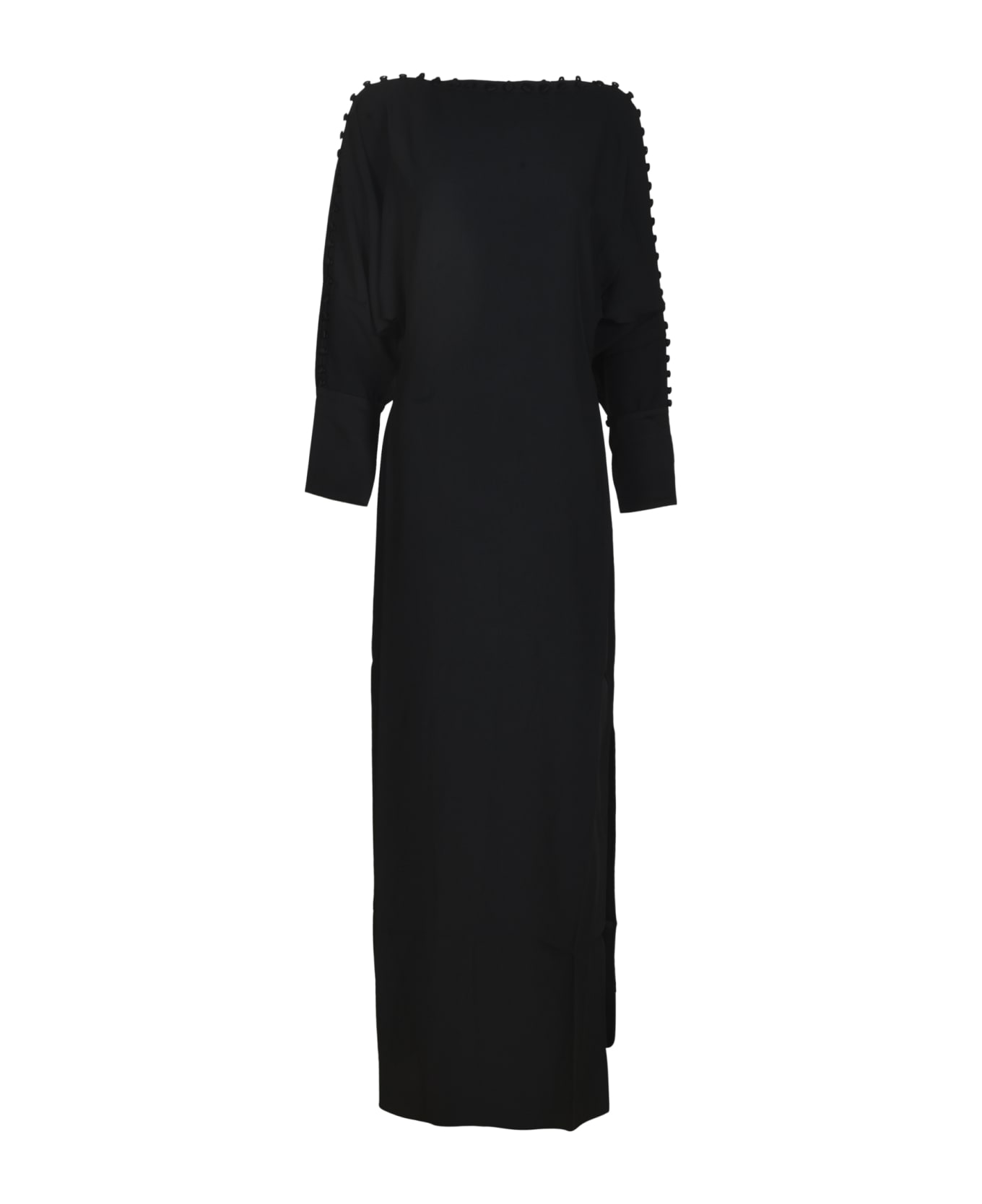 Taller Marmo Shoulder Detail Long Dress - Black