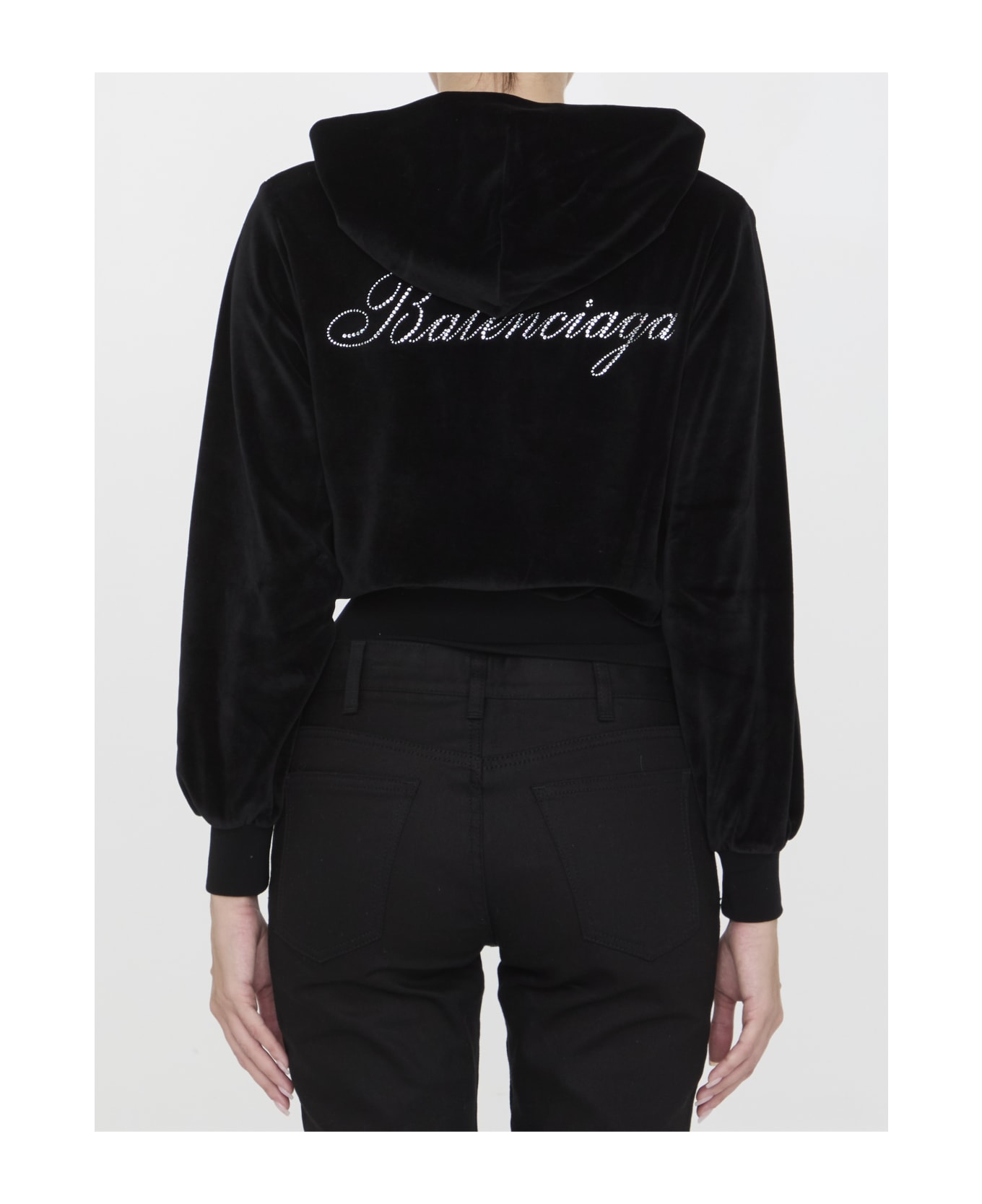 Balenciaga Shrunk Zip-up Hoodie - BLACK
