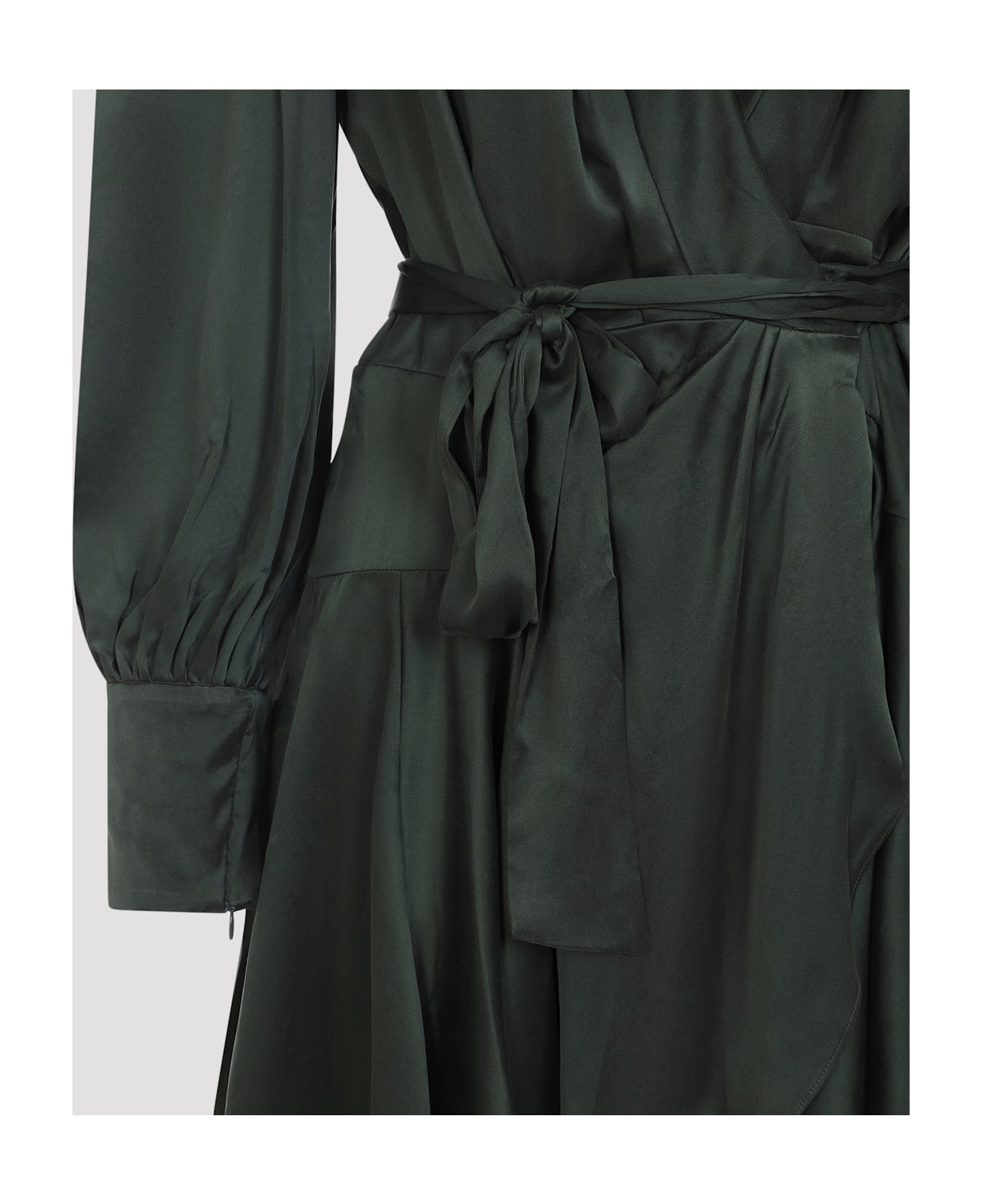 Zimmermann Silk Wrap Mini Dress - Dark Green