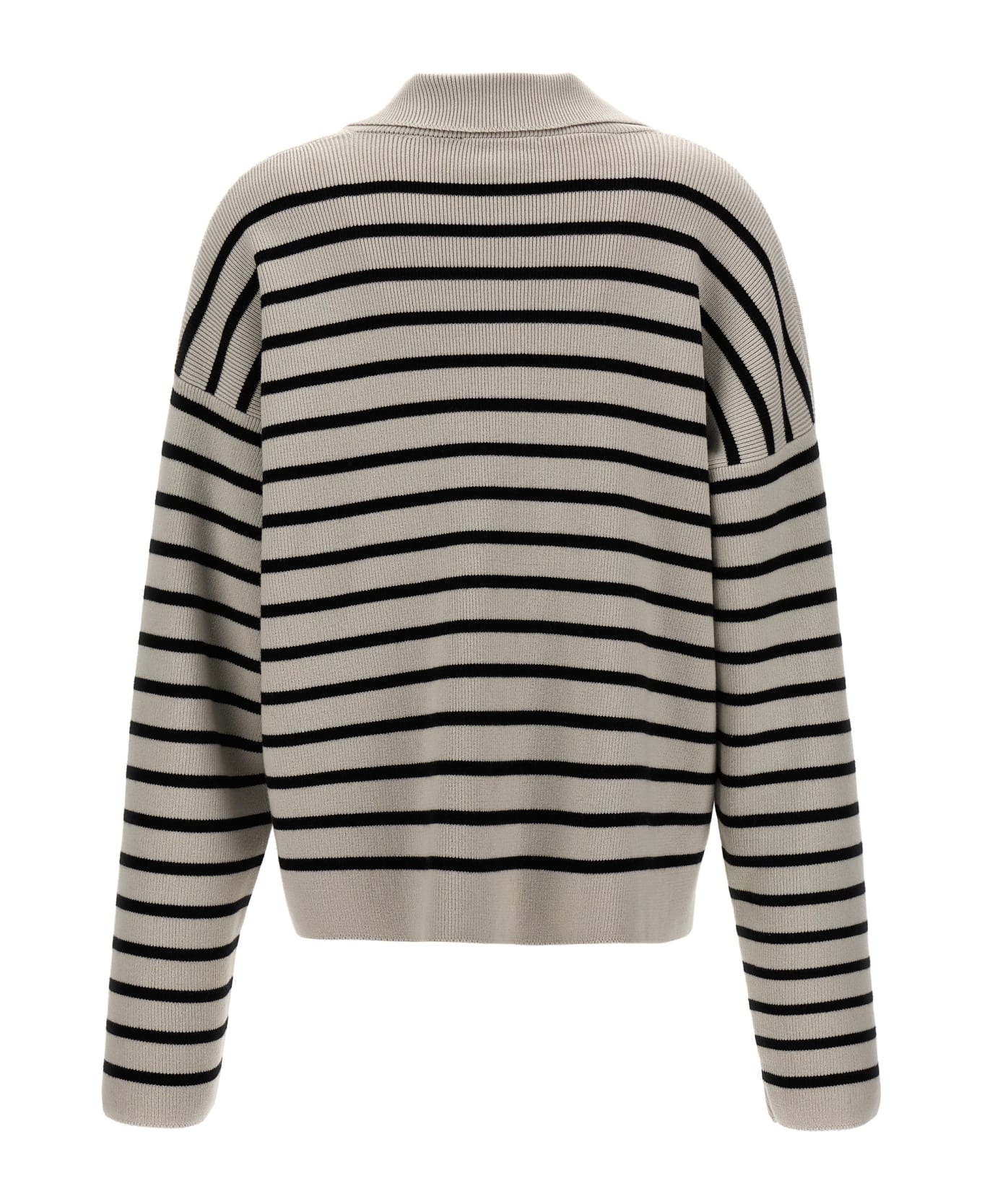 Ami Alexandre Mattiussi Striped Polo Sweater - White/Black