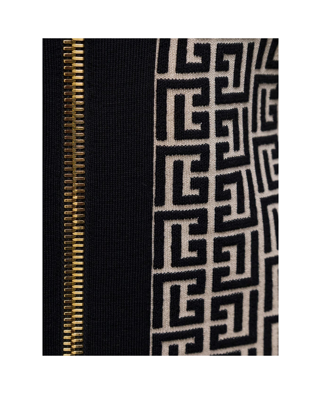 Balmain Black Monogram Minidress With Logo Print All-over In Wool Blend Woman - Black ワンピース＆ドレス