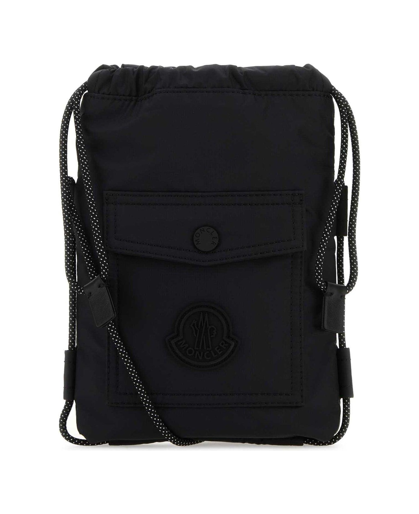 Moncler Logo Patch Drawstring Crossbody Bag - BLACK ショルダーバッグ