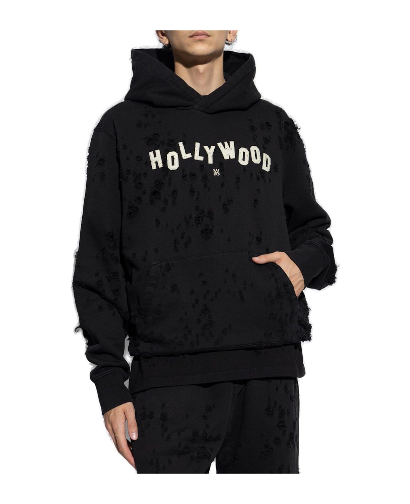 AMIRI Hollywood Distressed Hoodie - BLACK