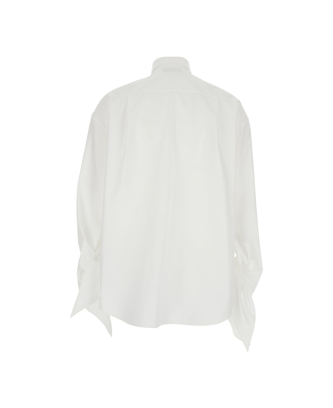 Balenciaga White Shirt With Classic Collar And Knotted Cuffs In Cotton Woman - White