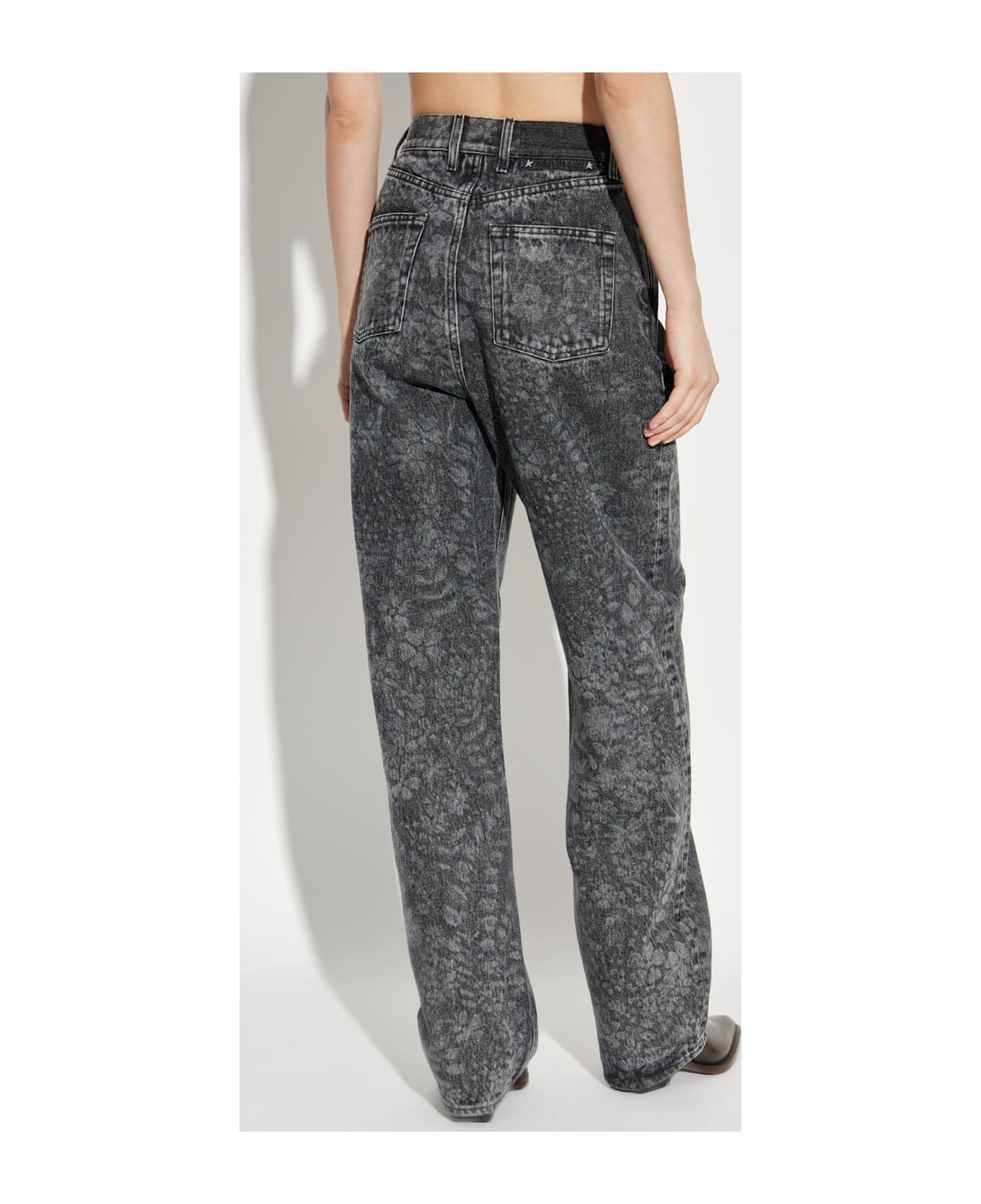 Golden Goose Straight Jeans With Floral Motif - BLACK MARBLE
