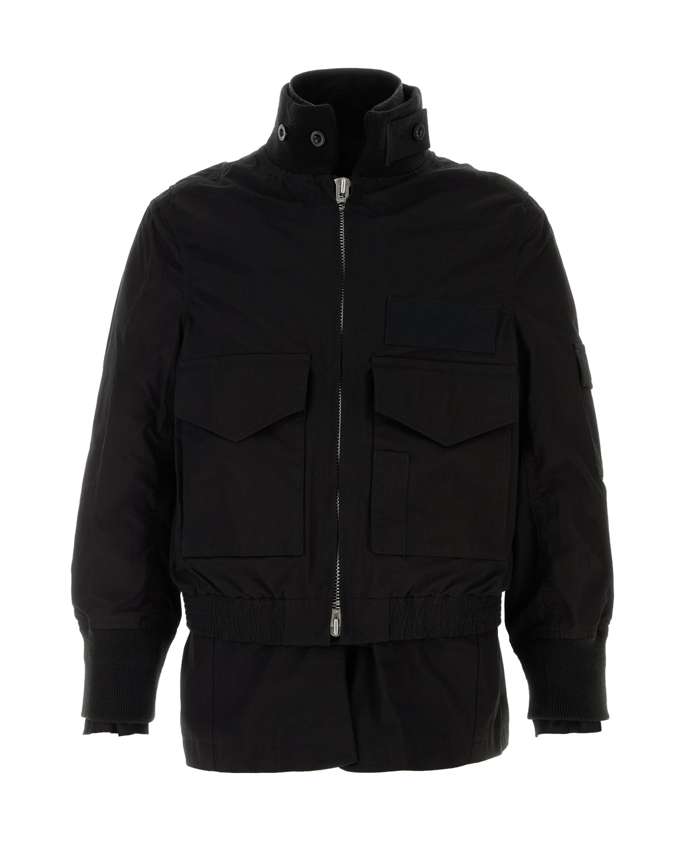 Sacai Crop Zip Jacket With Shirt - BLACK