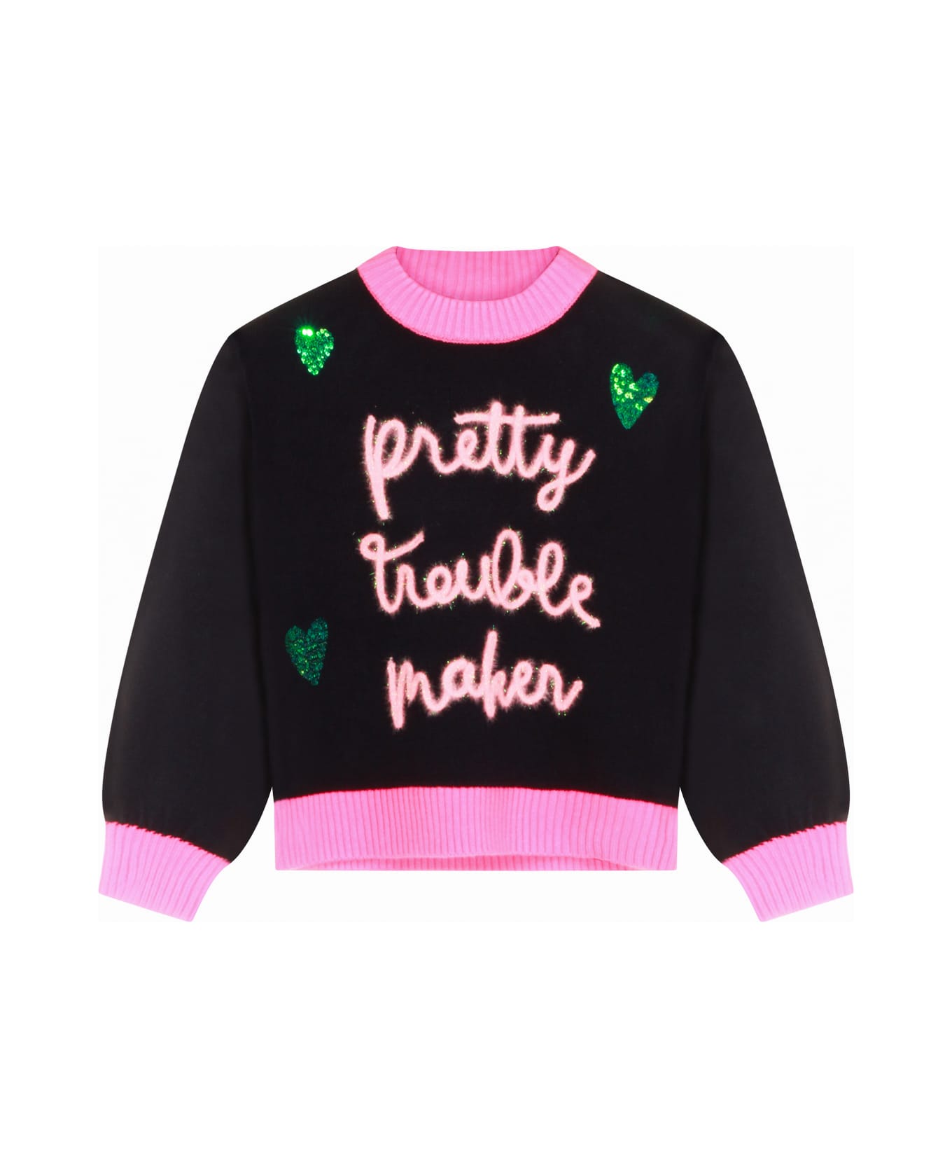 Billieblush Pink And Black Knitwear - Marine