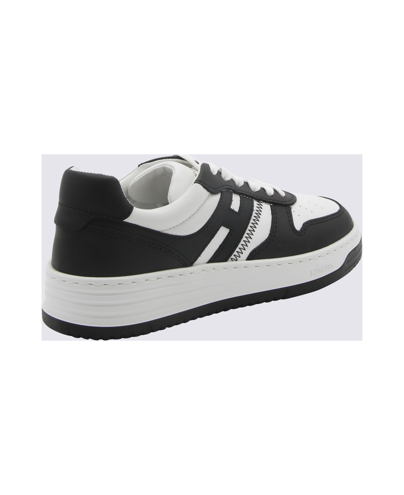 Hogan White And Black Leather Sneakers - White