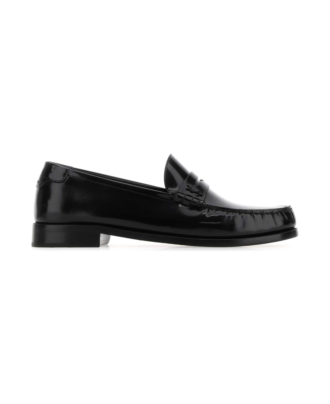 Saint Laurent Black Leather Magnum Loafers - Black ローファー＆デッキシューズ