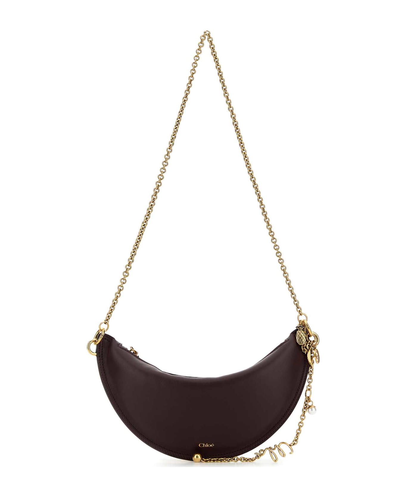Chloé Aubergine Leather Mini Halfmoon Shoulder Bag - GRENAT トートバッグ