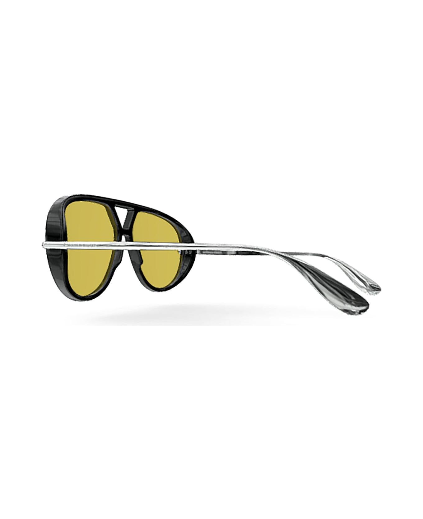 Bottega Veneta Eyewear Aviator Frame Sunglasses - 002 black silver yellow