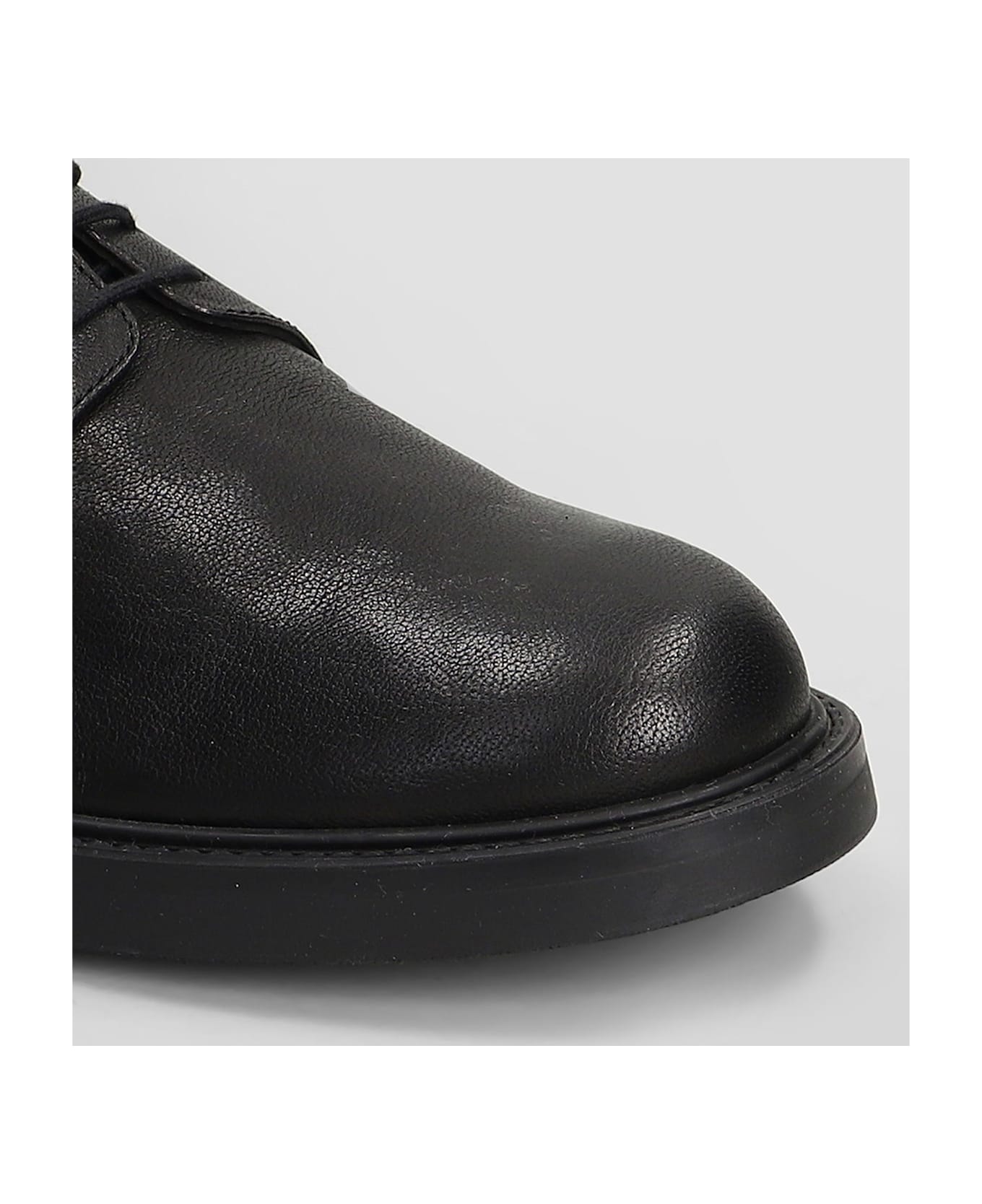 Common Projects Officers Derby Lace Up Shoes In Black Leather - black