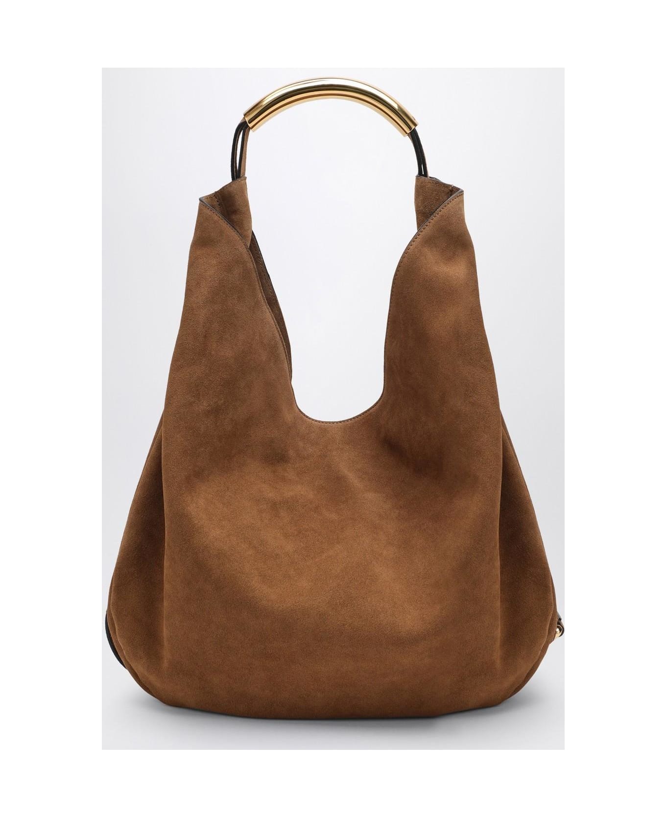 Moschino Slouchy Marorne Shoulder Bag In Suede - Marrone