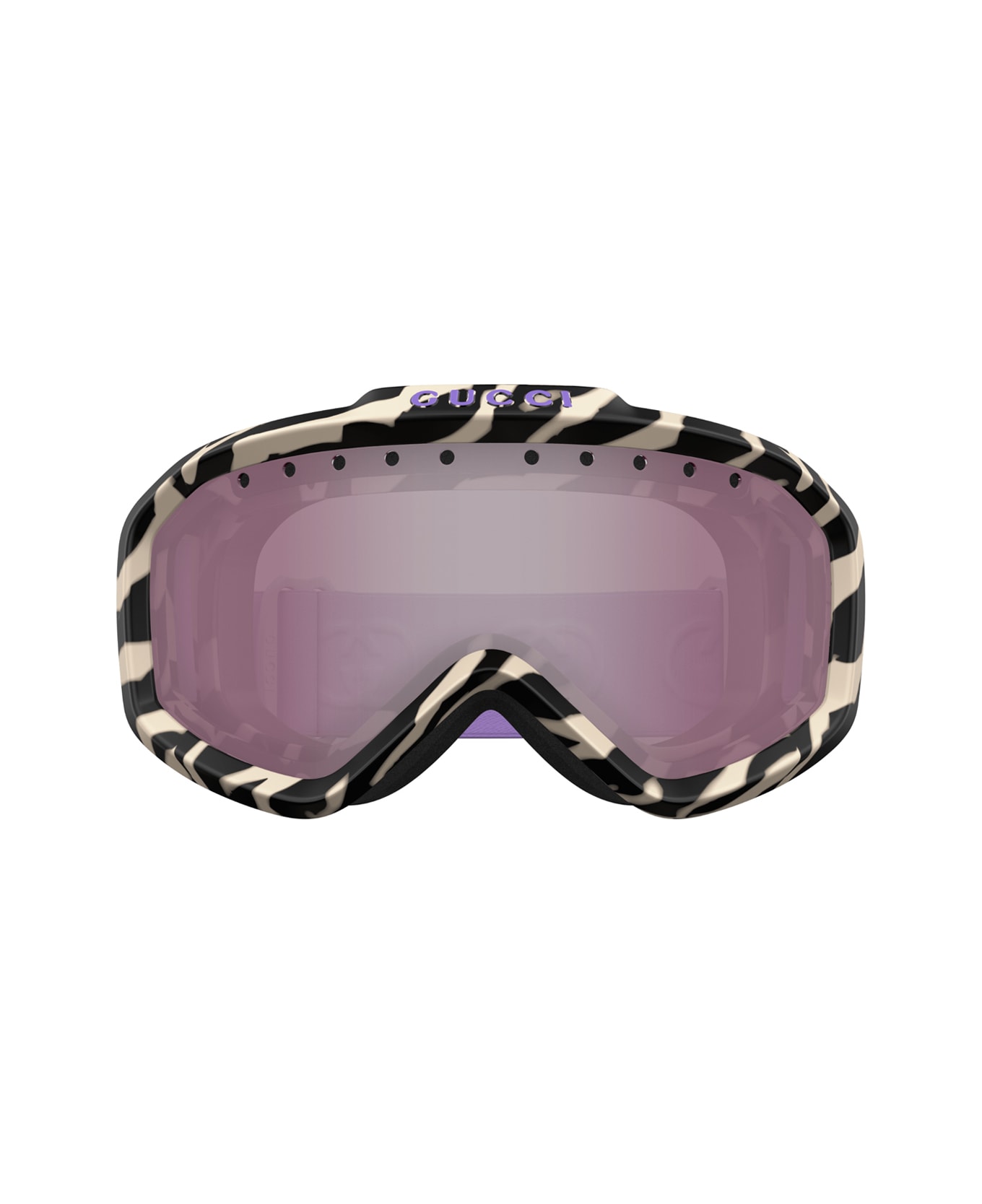 Gucci Eyewear Gucci Gg1210s Linea Lettering Sport 005 Ivory Violet Silver Sunglasses - Multicolore