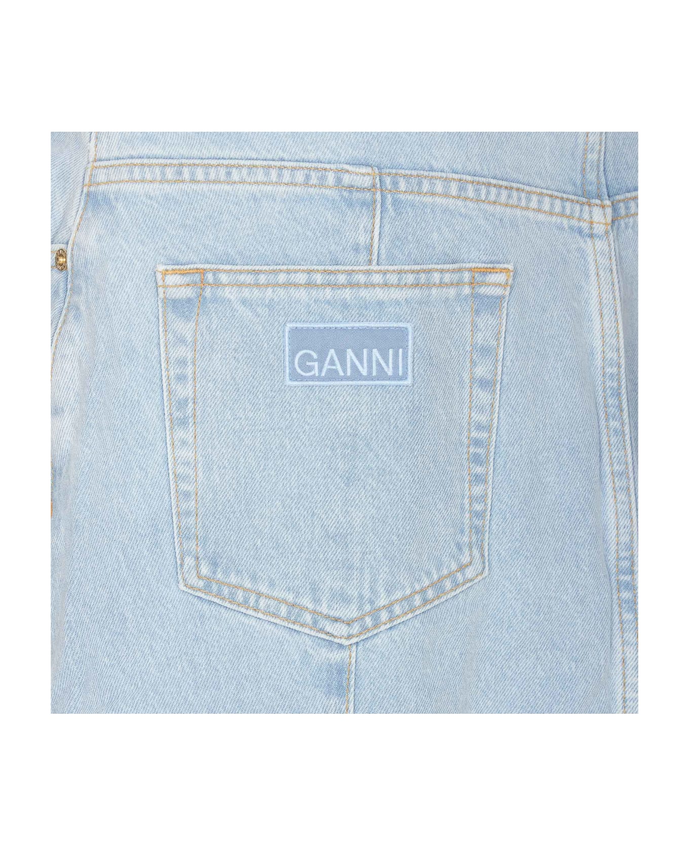 Ganni Denim Midi Skirt - Light Blue