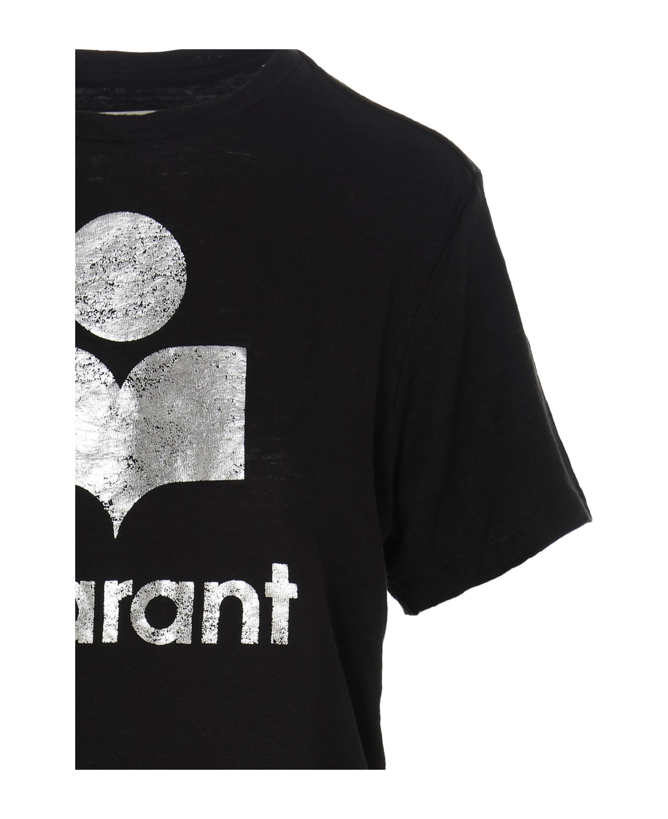 Marant Étoile Zewel T-shirt With Metallic Logo Print - Bk Black
