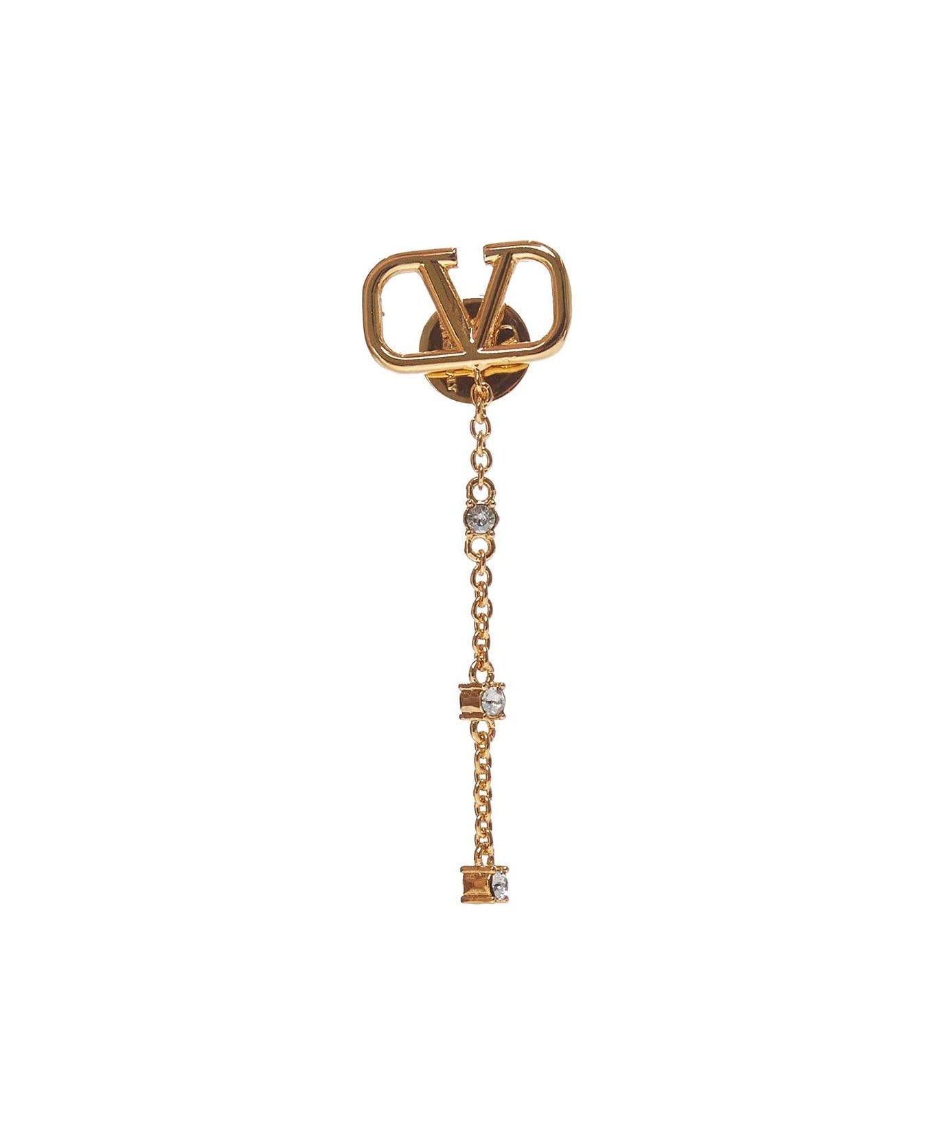 Valentino Garavani Vlogo Signature Embellished Drop Earrings - Golden