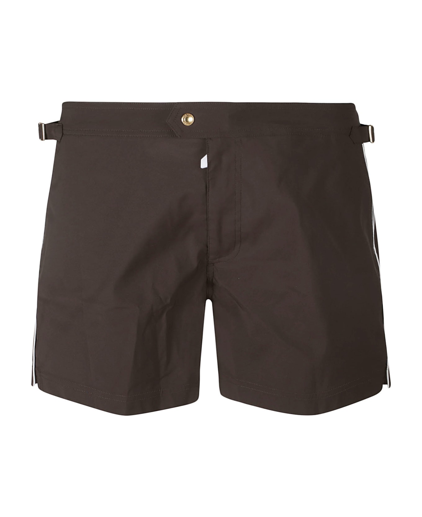 Tom Ford Side Stripe Classic Shorts - Dark Brown/White