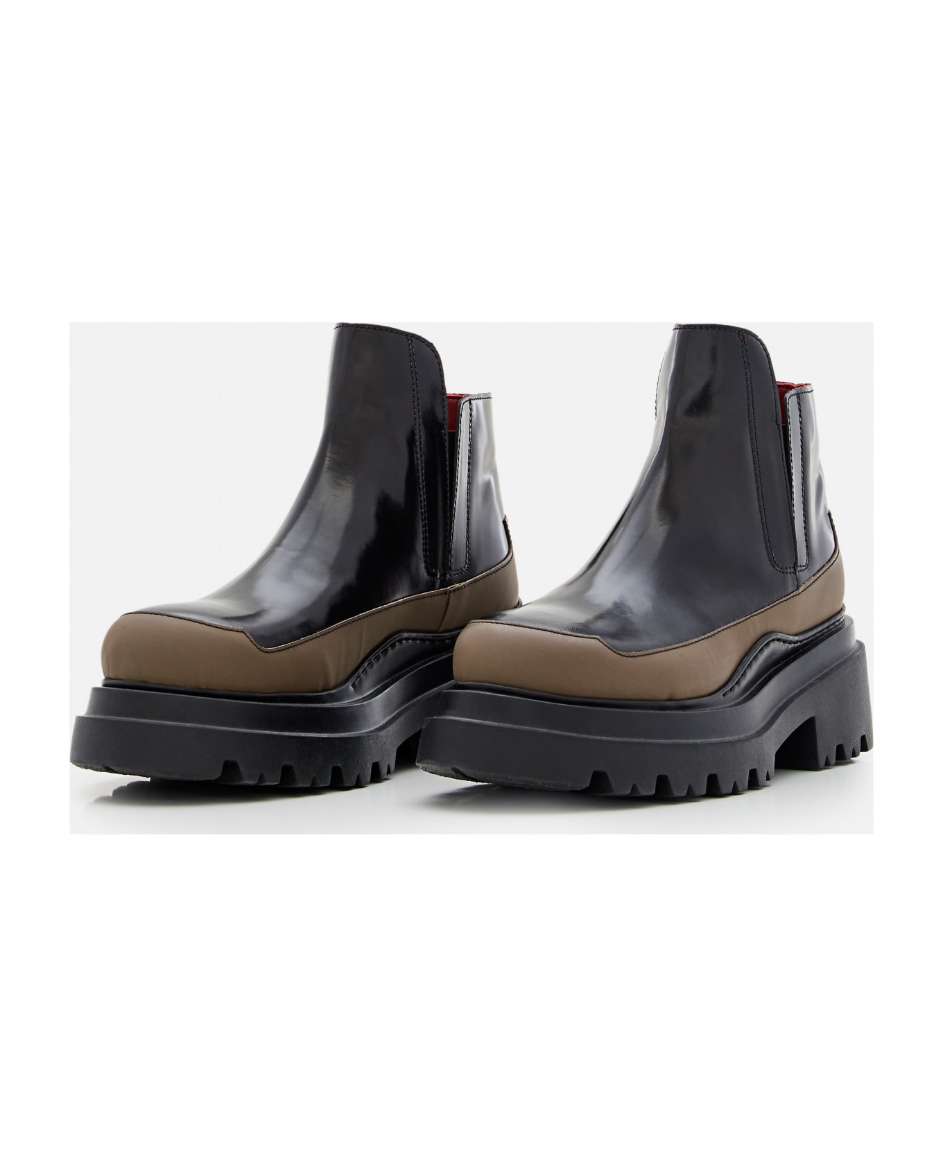 Plan C Brushed Leather Track Ankle Boots - Black