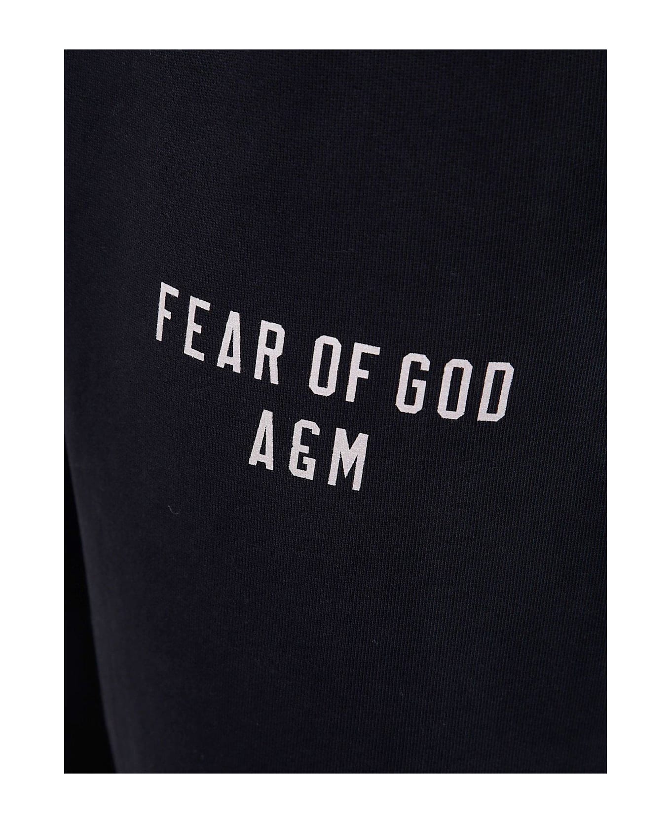 Fear of God Logo Printed Drawstring Track Pants - BLACK