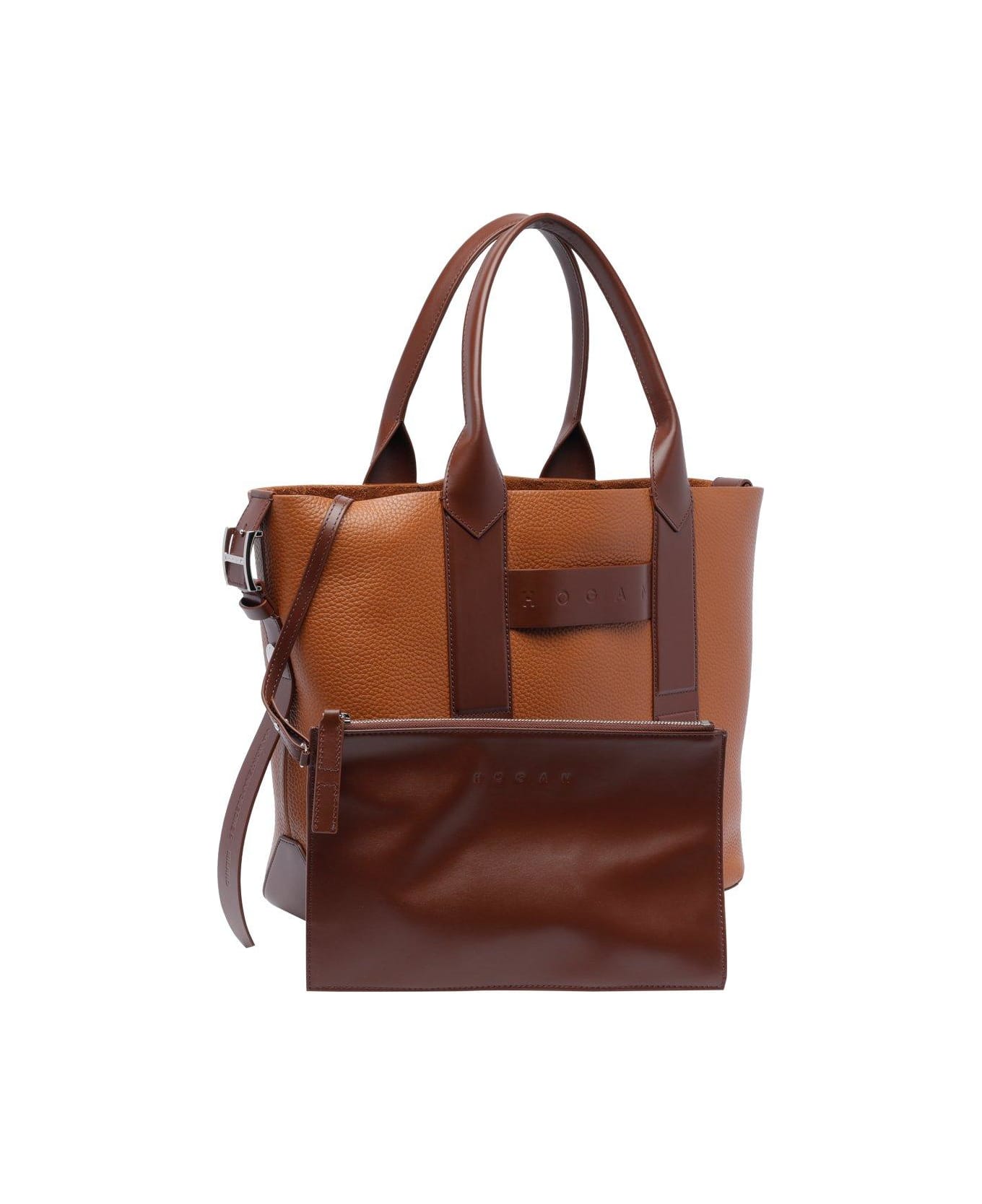 Hogan Script Medium Shopping Bag - Brown