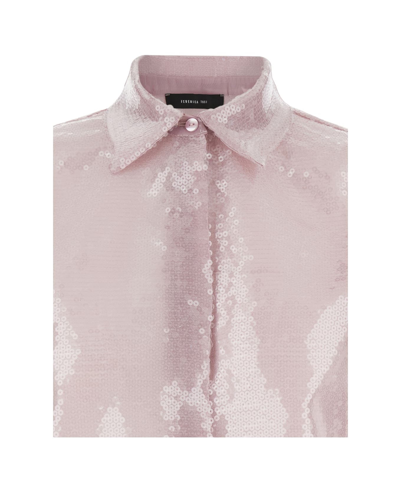 Federica Tosi Pink Shirt With Sequins In Techno Fabric Woman - Pink シャツ