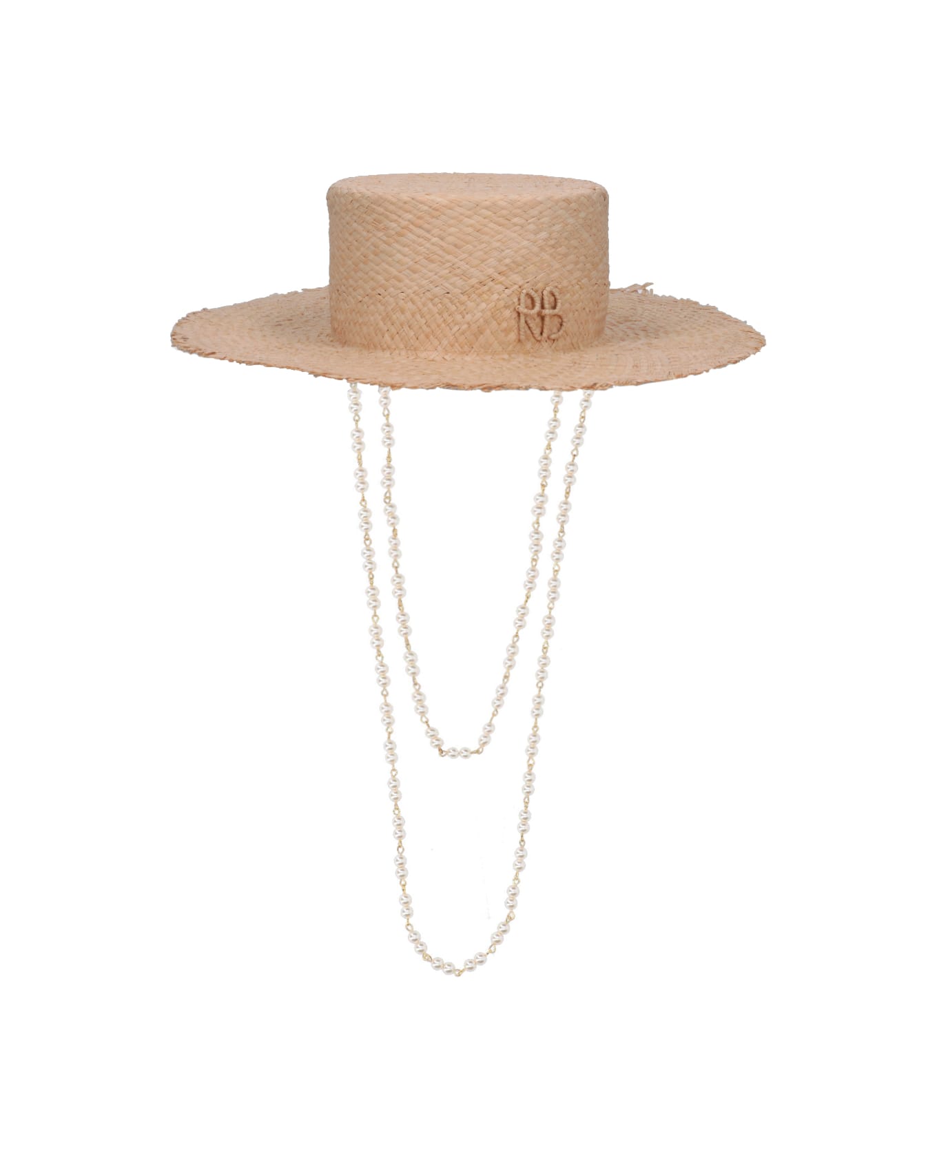 Ruslan Baginskiy Raffia Hat With Chain - Beige 帽子