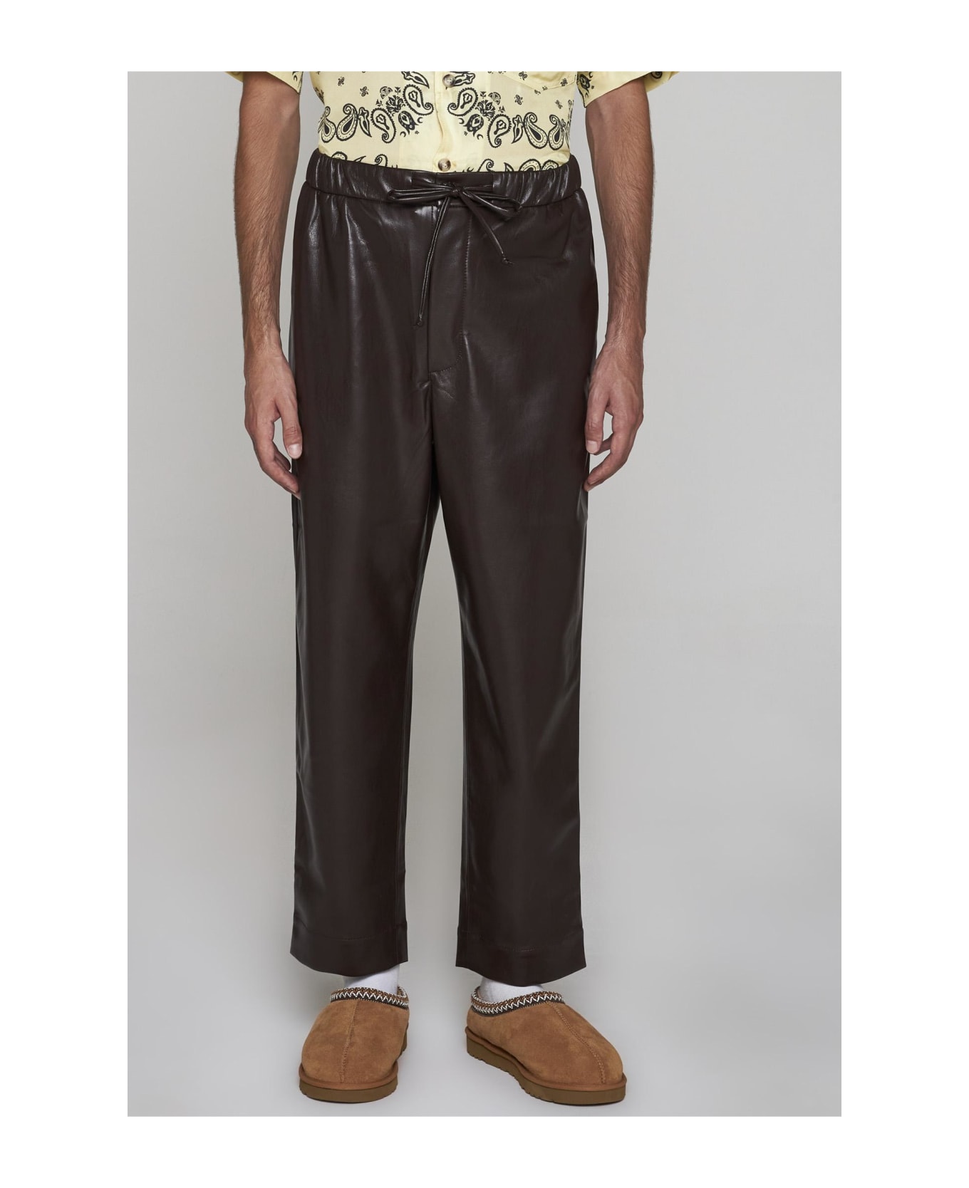 Nanushka Jain Vegan Leather Trousers - Brown ボトムス