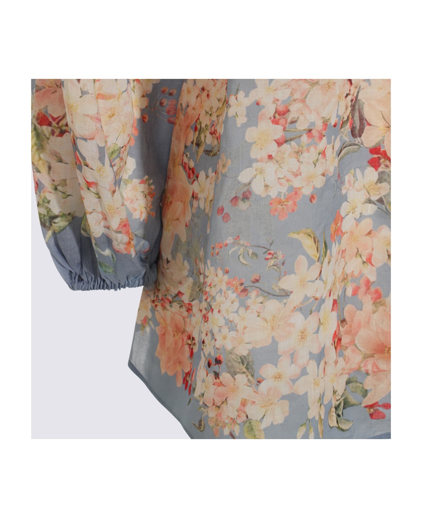 Zimmermann Light Blue Top - TEAL BLUE BOTANICAL FLORAL