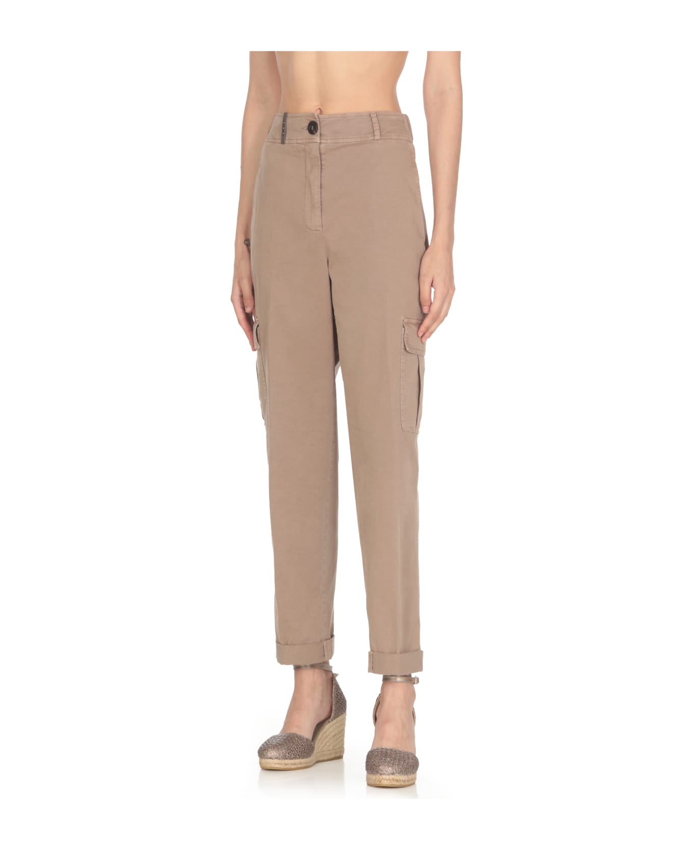 Peserico Cotton Cargo Pants - Brown