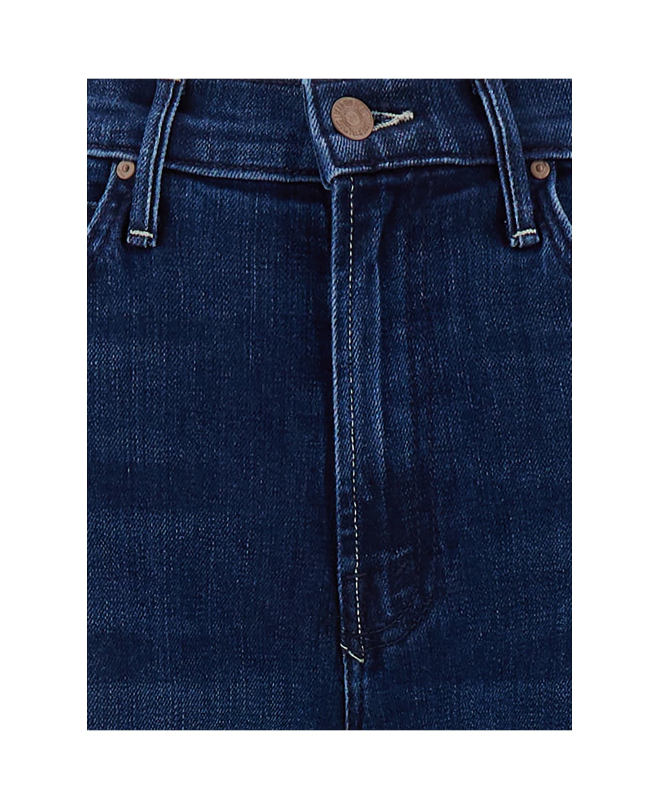 Mother Blue Five-pocket Straight Jeans In Stretch Cotton Blend Denim Woman - Blu デニム