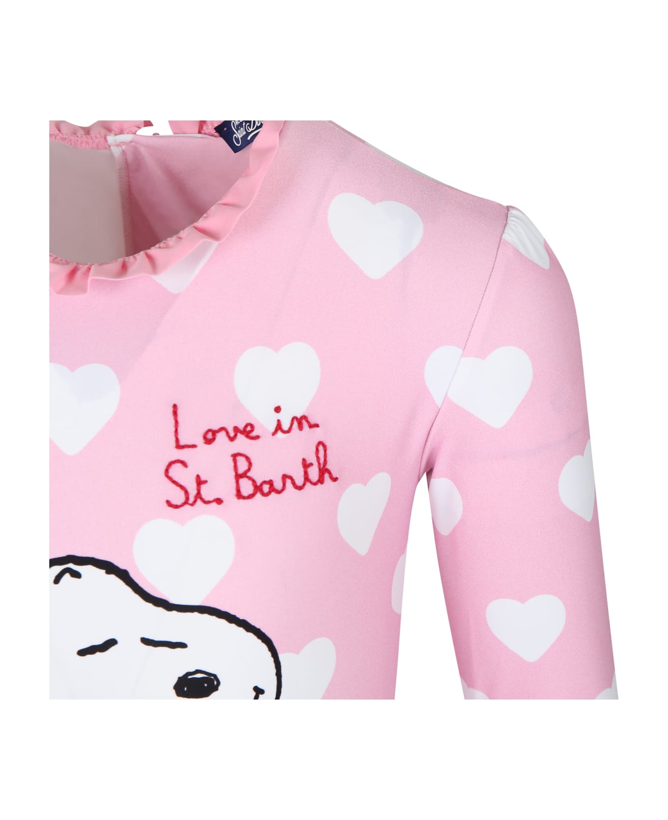 MC2 Saint Barth Pink Anti-uv Swimsuit For Girl With Snoopy Print - Pink