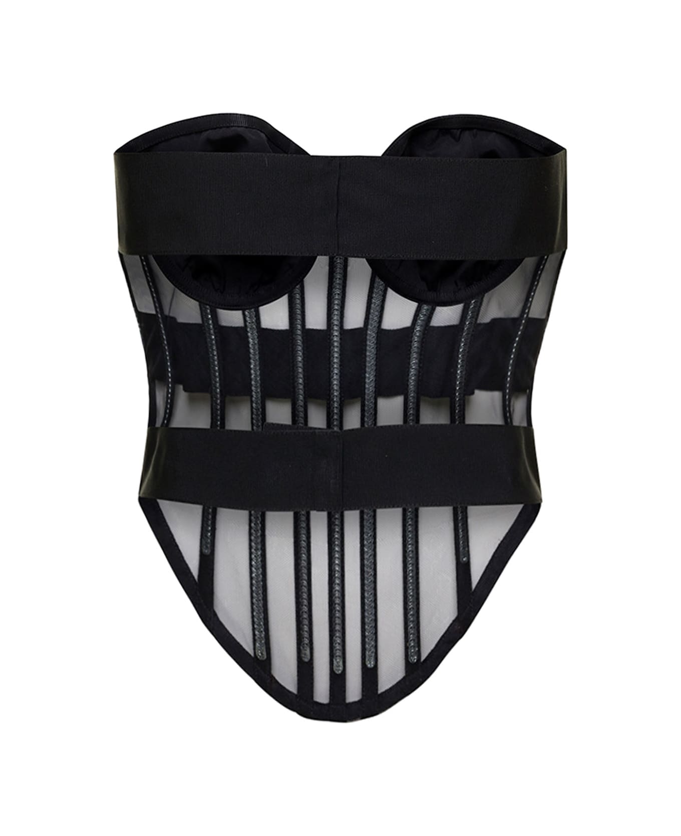 Dolce & Gabbana Black Corset Top With Boning And Sweetheart Neckline In Polyamide Woman - Black