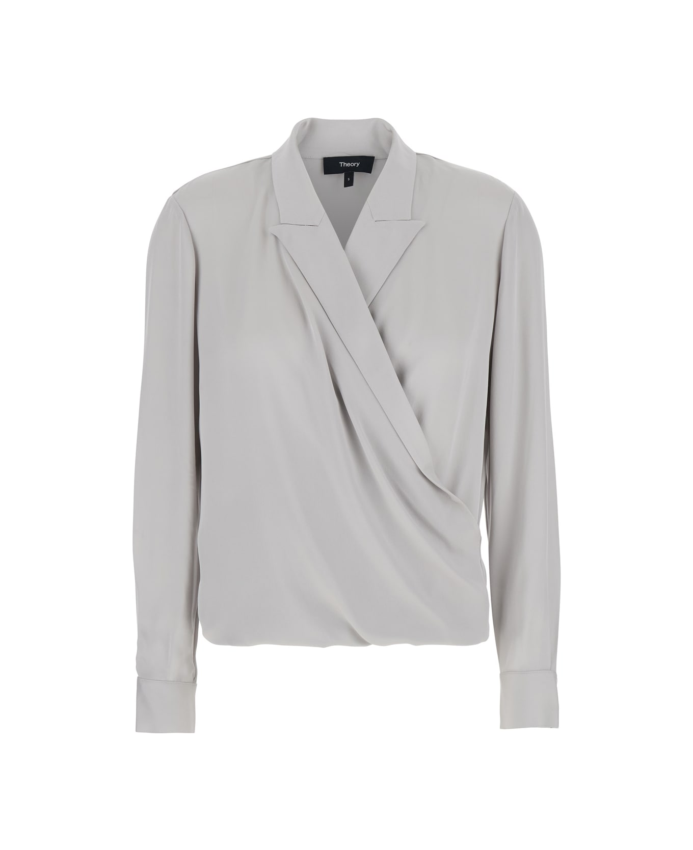 Theory Metallic Blouse With Peak Revers And Crossover Neck In Silk Woman - Metallic