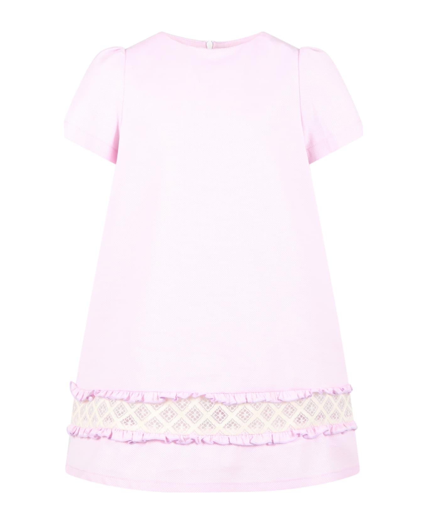 Simonetta Pink Dress For Girl With Lace Details - Pink