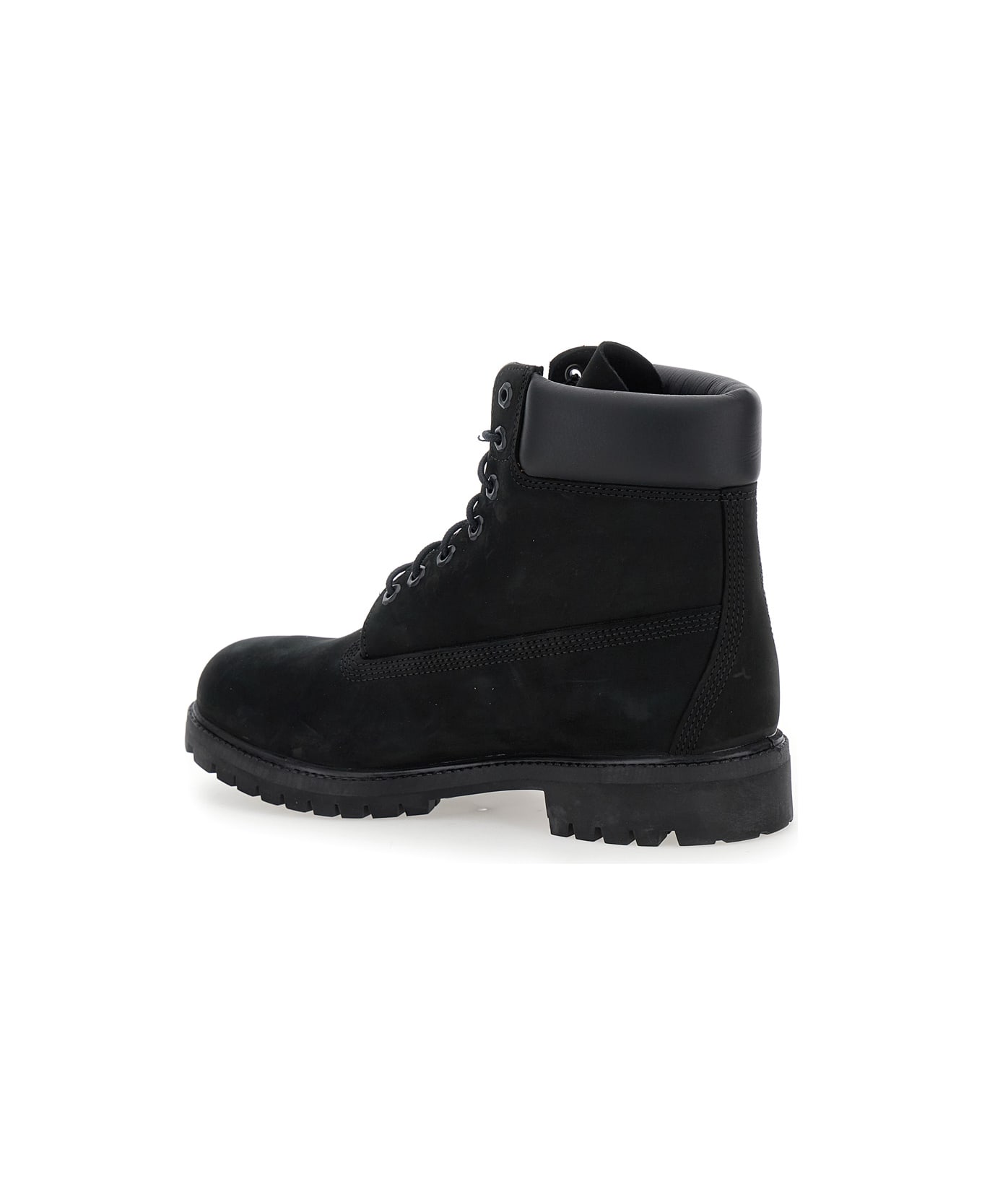 Timberland Brlack Water-proof Boots With Logo Plate In Leather Man - Black