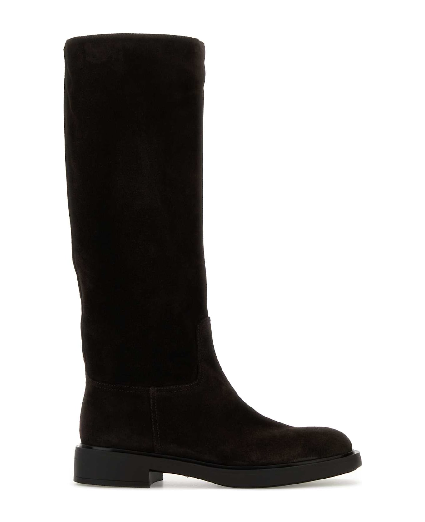 Gianvito Rossi Dark Brown Suede Ascott Boots - DARKBROWN