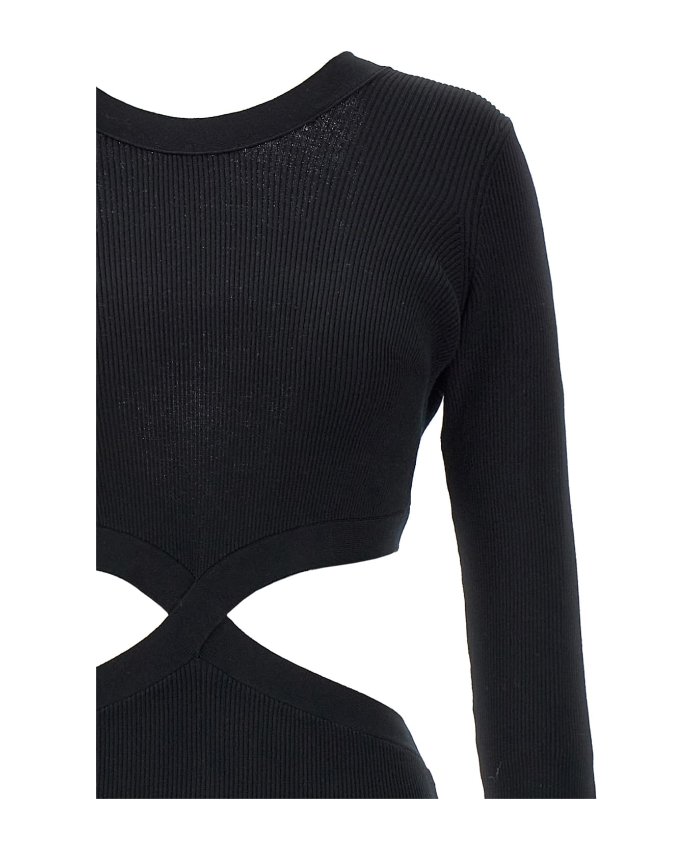 Elisabetta Franchi Ribbed Dress With Jewel Detail - BLACK ワンピース＆ドレス