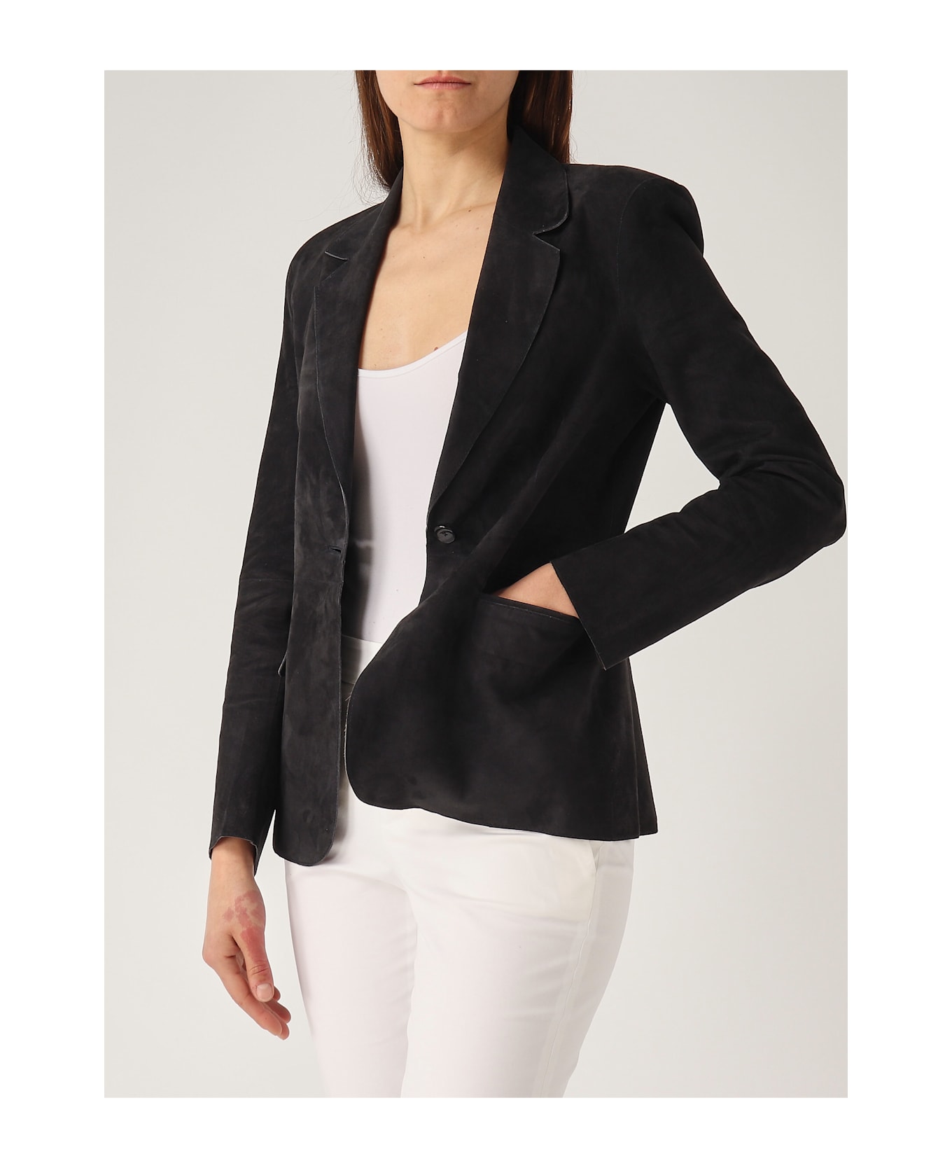 The Jackie Leather Beatriz Leather Jacket - NAVY