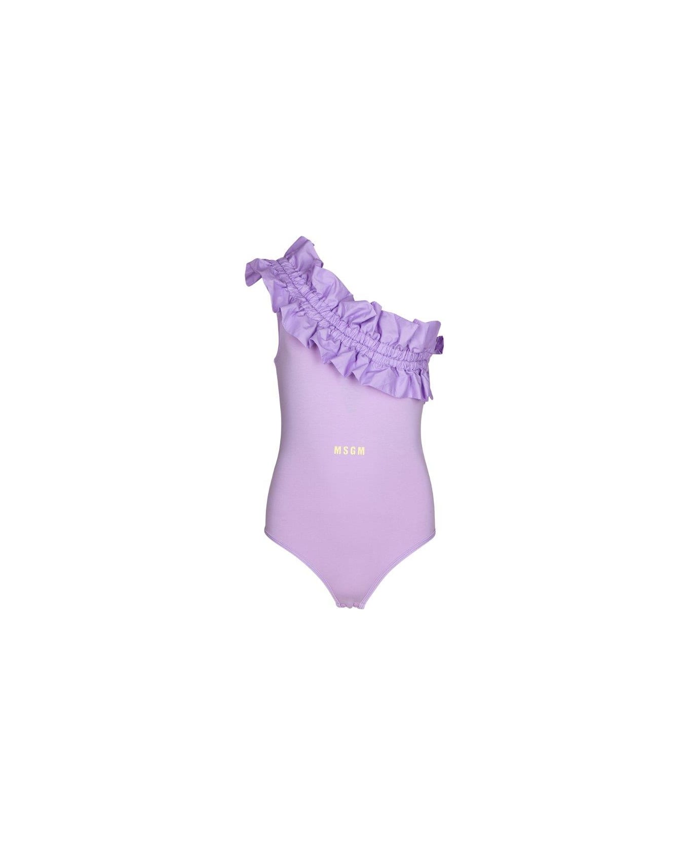 MSGM Swimsuit With Logo - Lilla