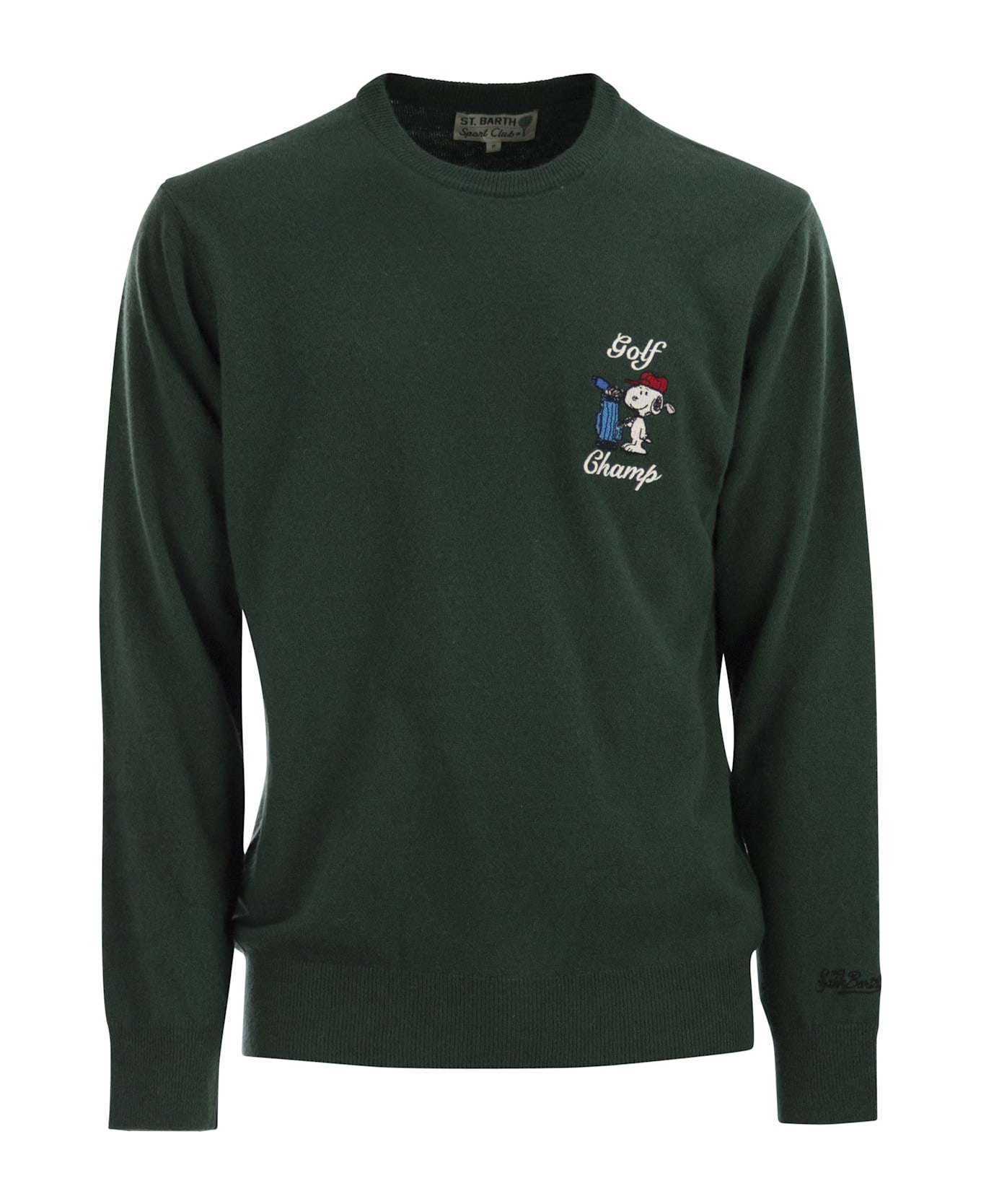 MC2 Saint Barth Heron - Crew Neck Jumper With Embroidery On The Chest - Green