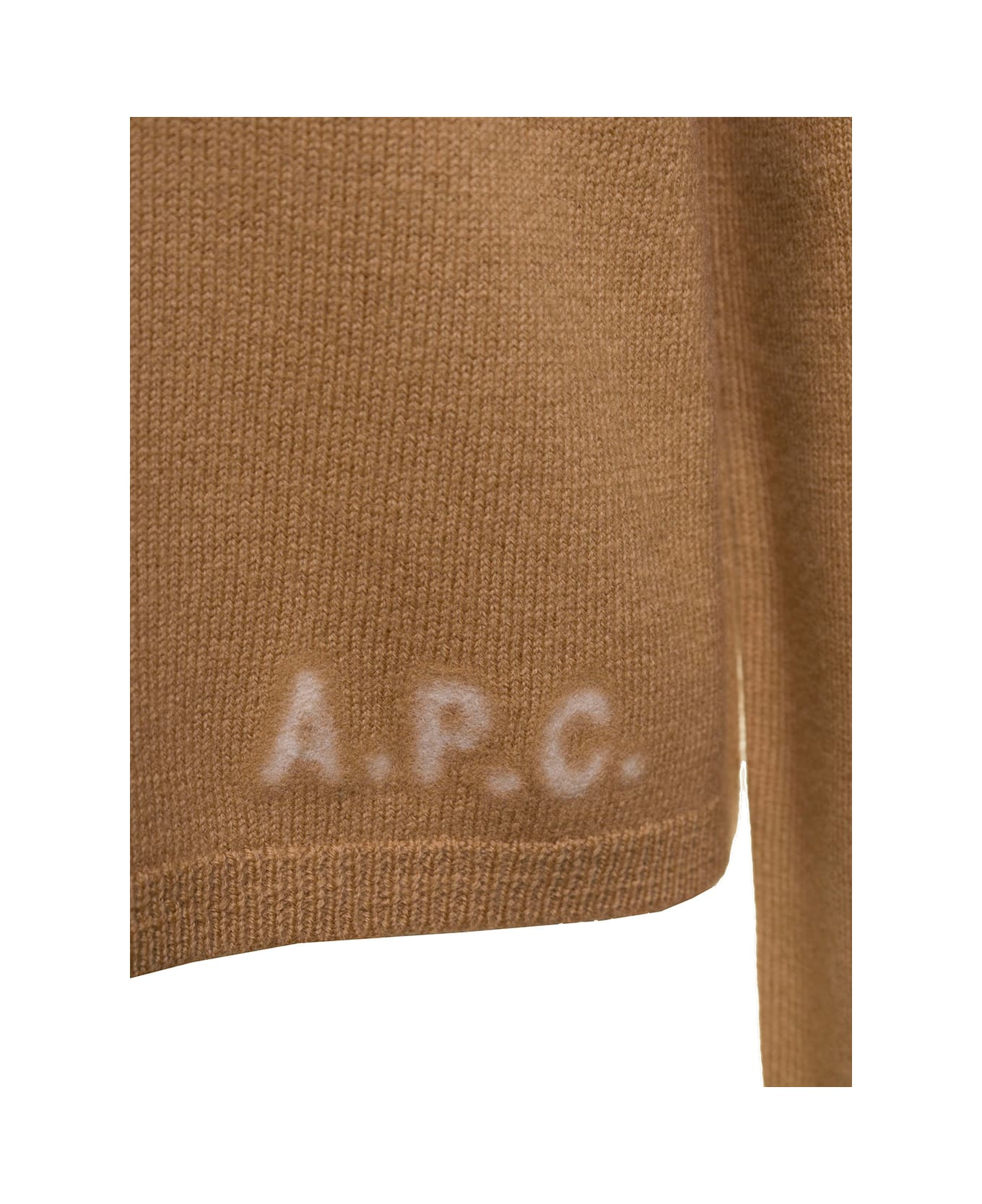 A.P.C. Beige Mock Neck Sweater With Embroidered Logo In Wool Woman - Beige