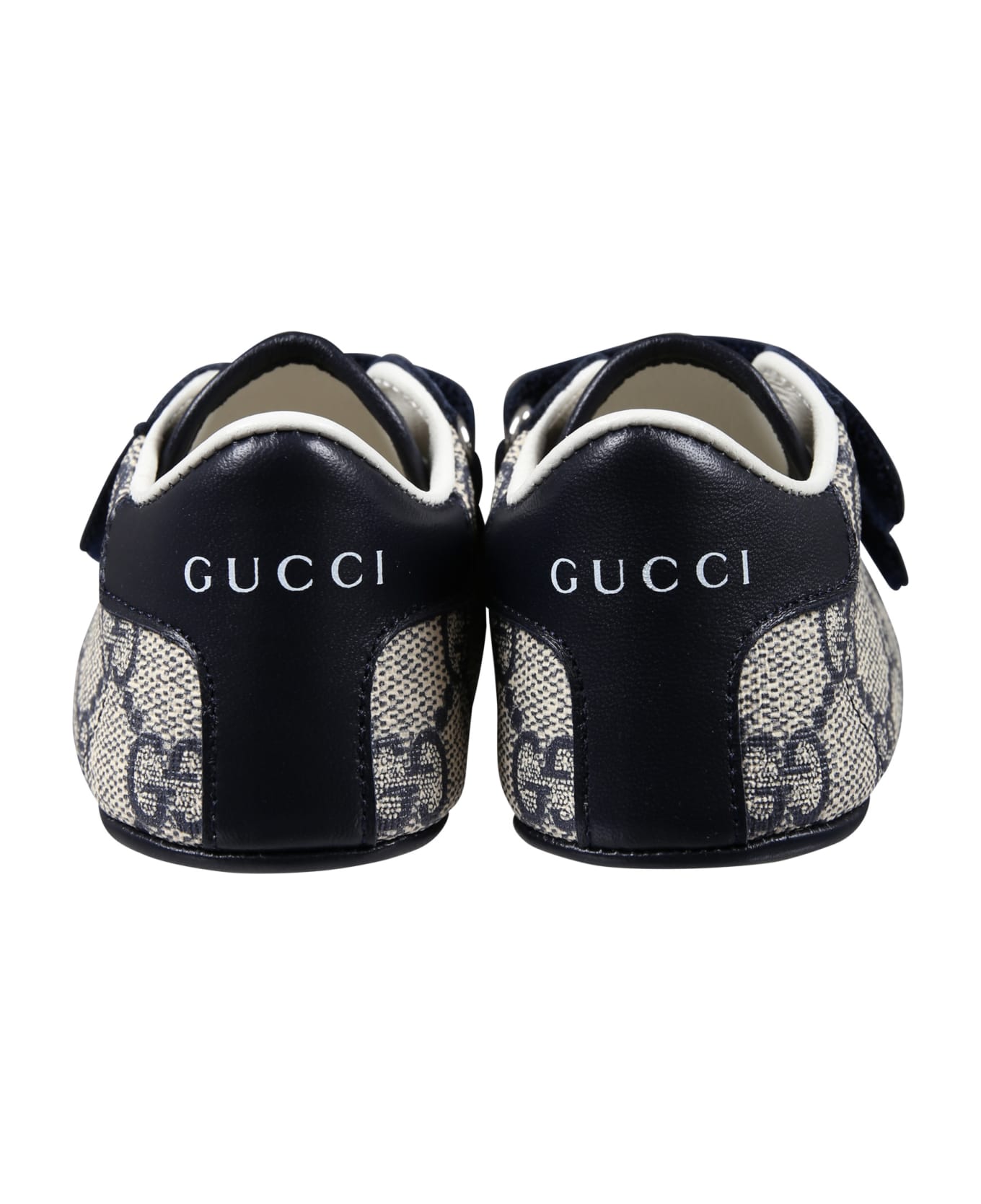 Gucci Blue Sneakers For Baby Boy With All-over Gg Logo - Blue