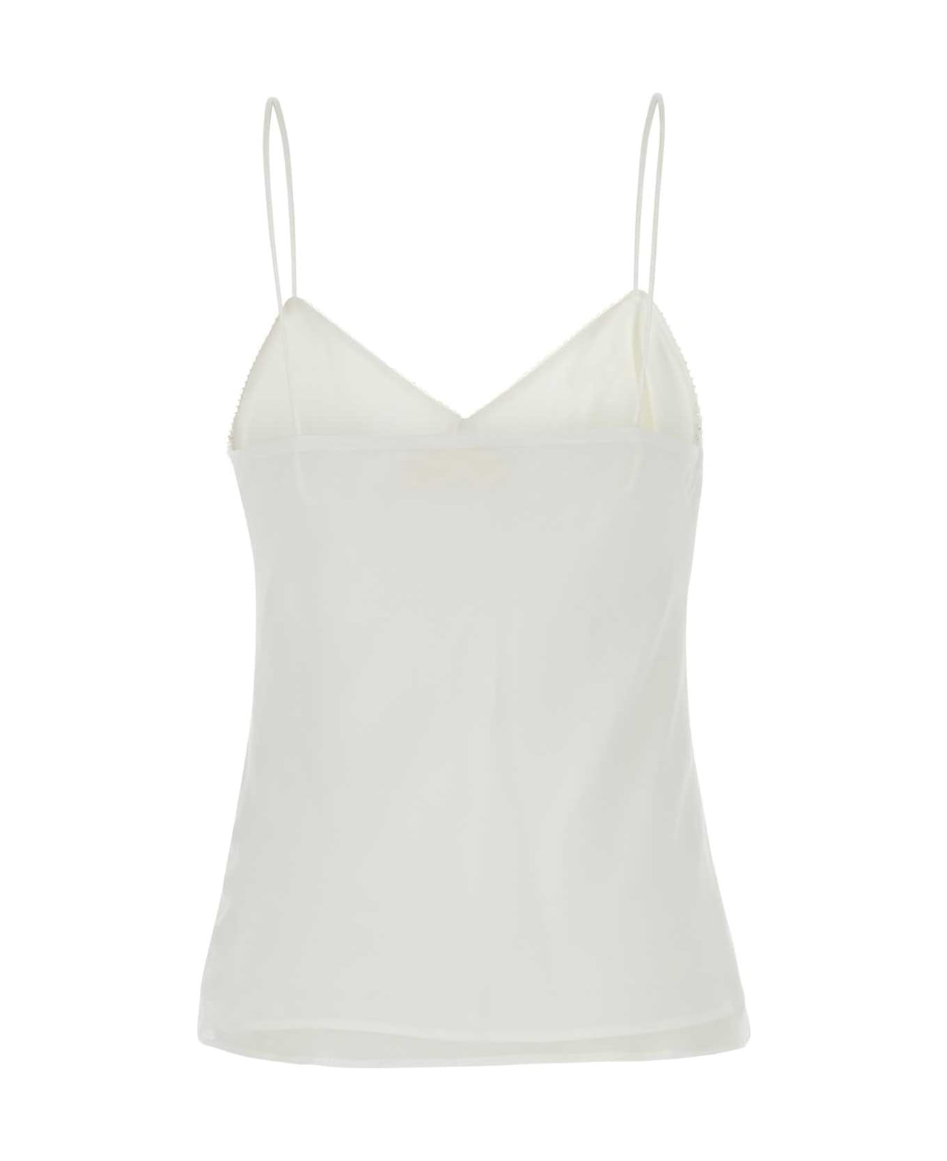 Max Mara White Georgette Opache Top - BIANCO OTTICO