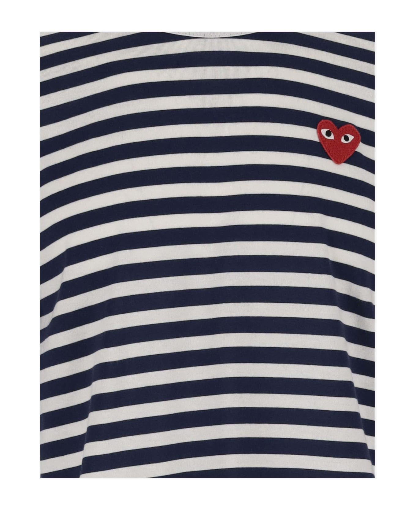 Comme des Garçons Long Sleeve T-shirt With Striped Pattern And Logo - Blue