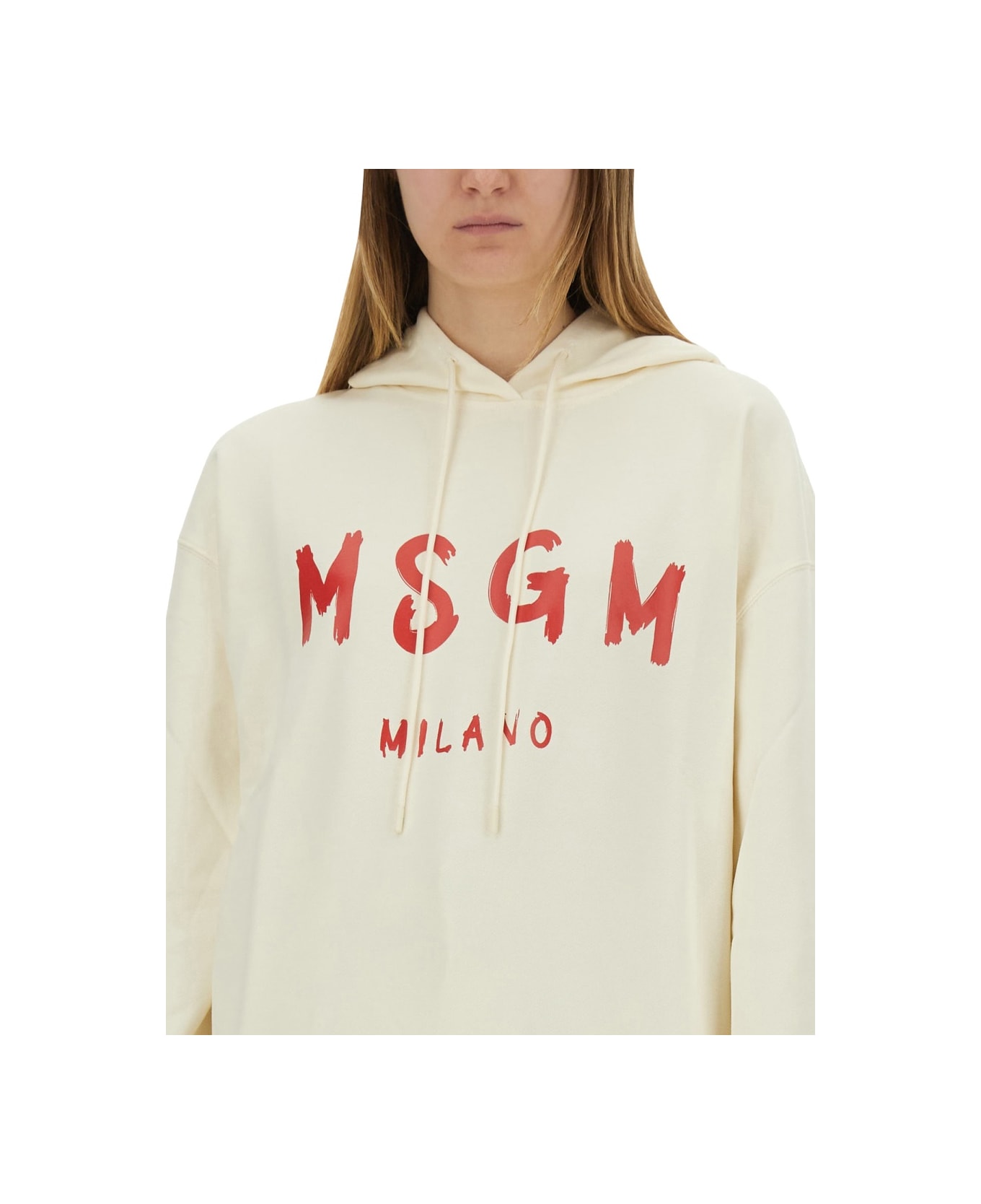 MSGM Sweatshirt With Brushed Logo - IVORY